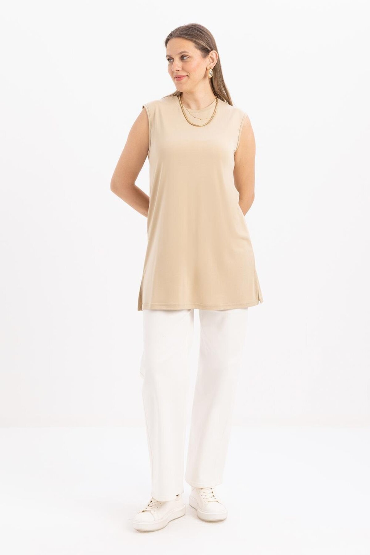ALLDAY-Beige-Basic Zero Sleeve Undershirt Tunic 1