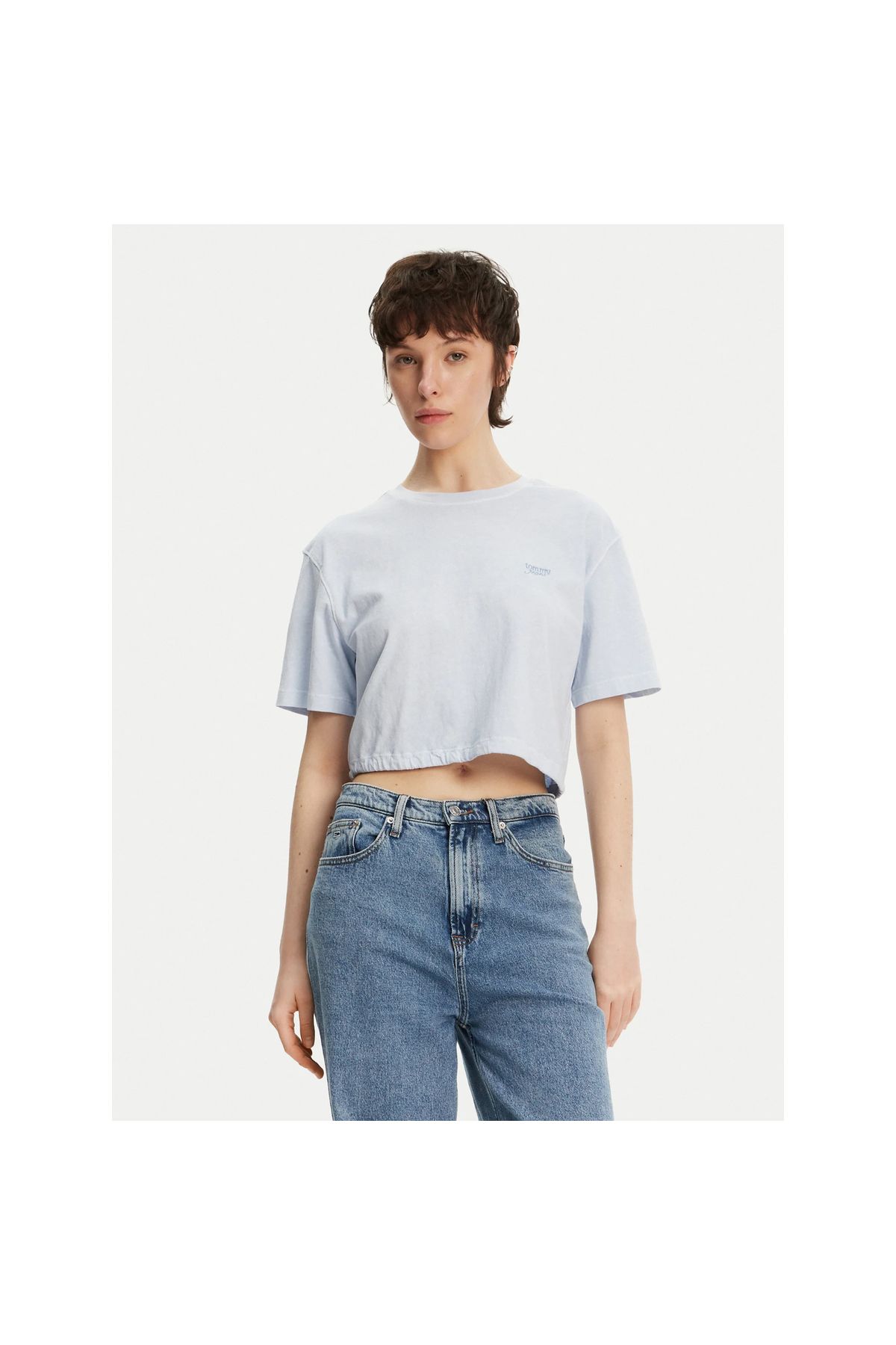 Tommy Hilfiger-Tommy Jeans Cropped Gmd Script Open Back Γυναικείο μαύρο μπλουζάκι 2