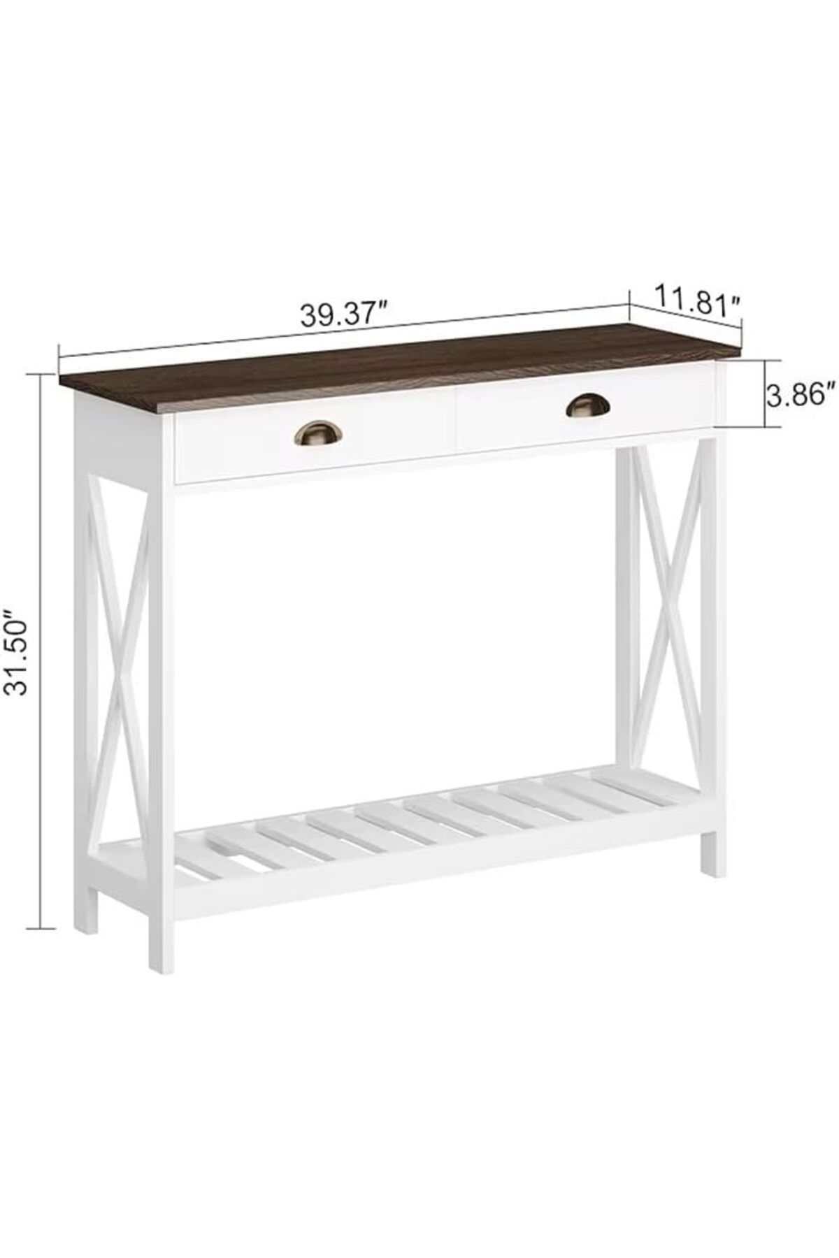 AGD-Console Table for Entryway with Bottom Storage Shelf, Narrow Side Table with Drawers 3