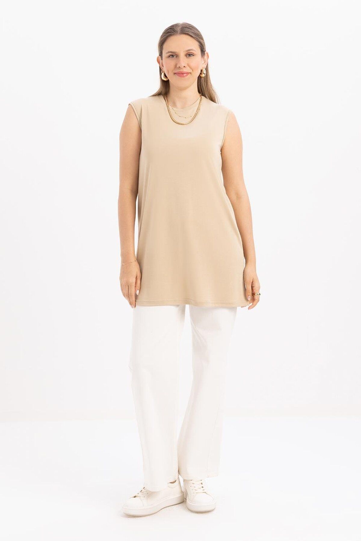 ALLDAY-Beige-Basic Zero Sleeve Undershirt Tunic 2