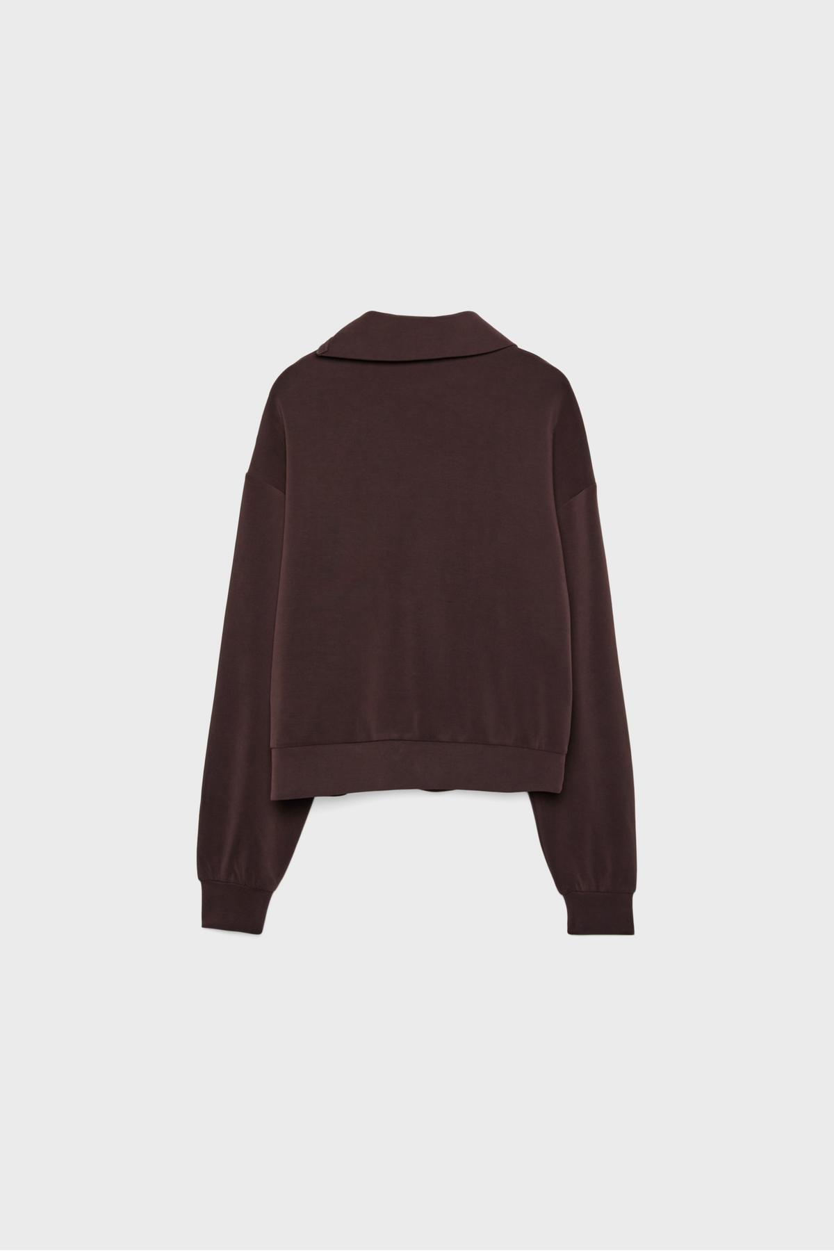 Stradivarius  Yumuşak Dokulu Yan Fermuarlı Sweatshirt - Görsel 7