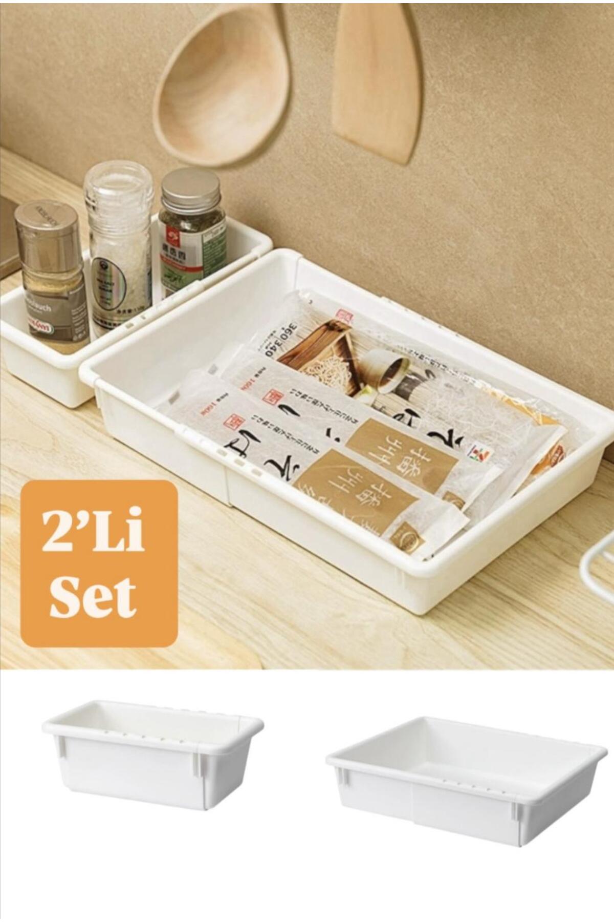 Flexi 2-Piece Set Extendable Drawer Interior Organizer Kitchen Organizer -Makeup Jewelry Cabinet Organizer Set