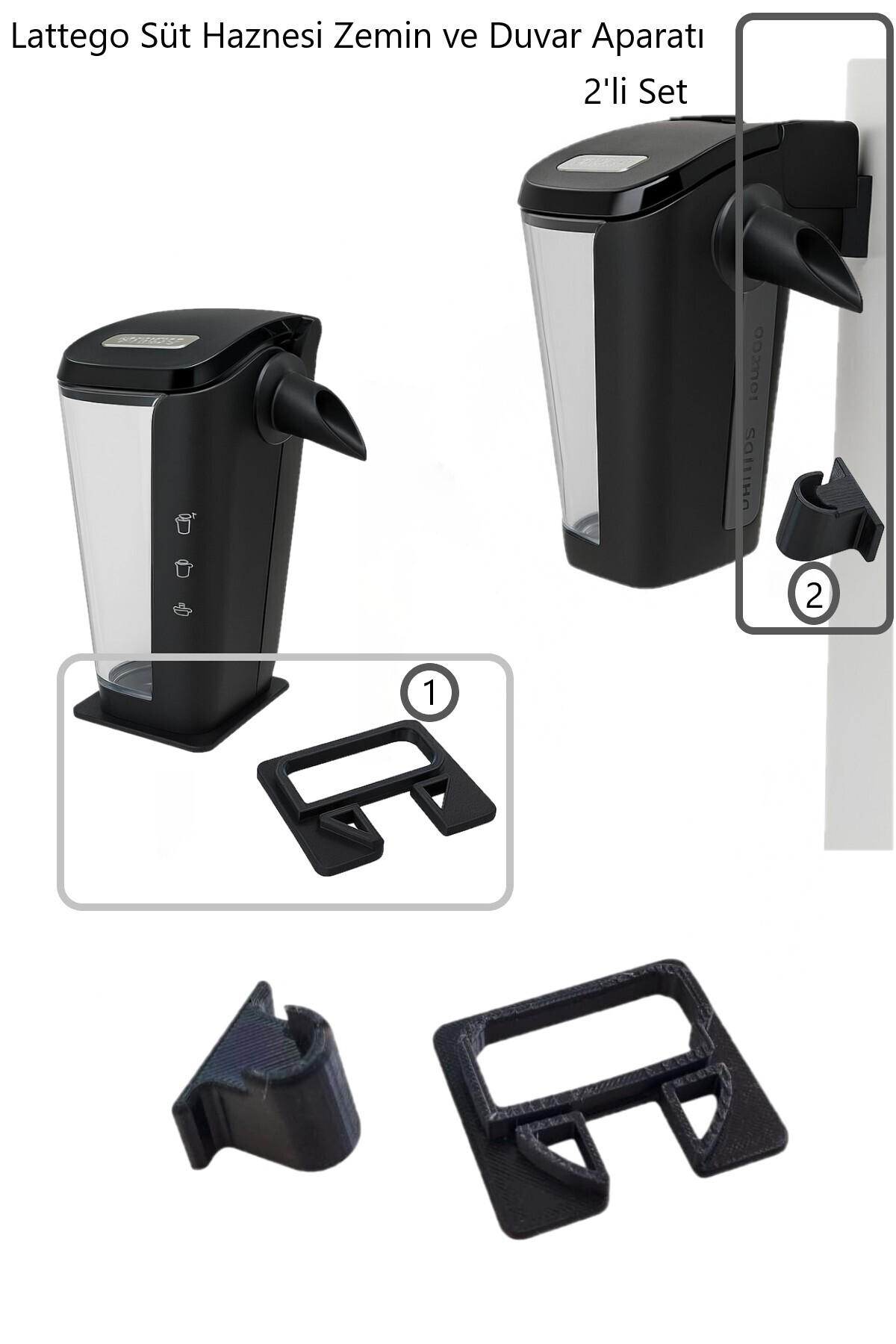 Popüler Philips Uyumlu LatteGo Süt Haznesi Duvar Askı ve Düz Taban Stand Aparatı