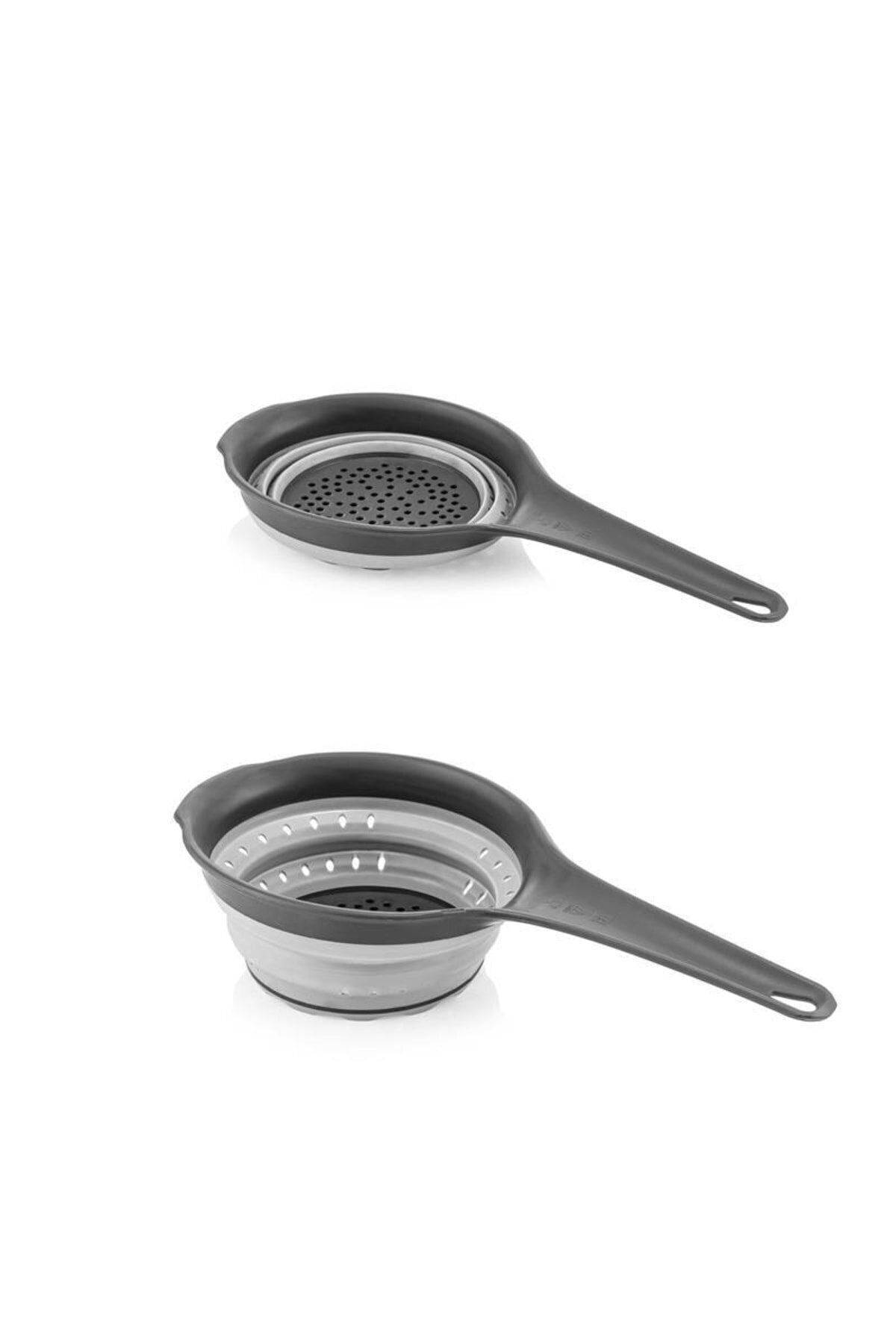Comprox-4-Piece Accordion Folding Strainer Set - Kitchen Dowry Set (Accordion Handle Rice Strainer Funnel Gray) 4