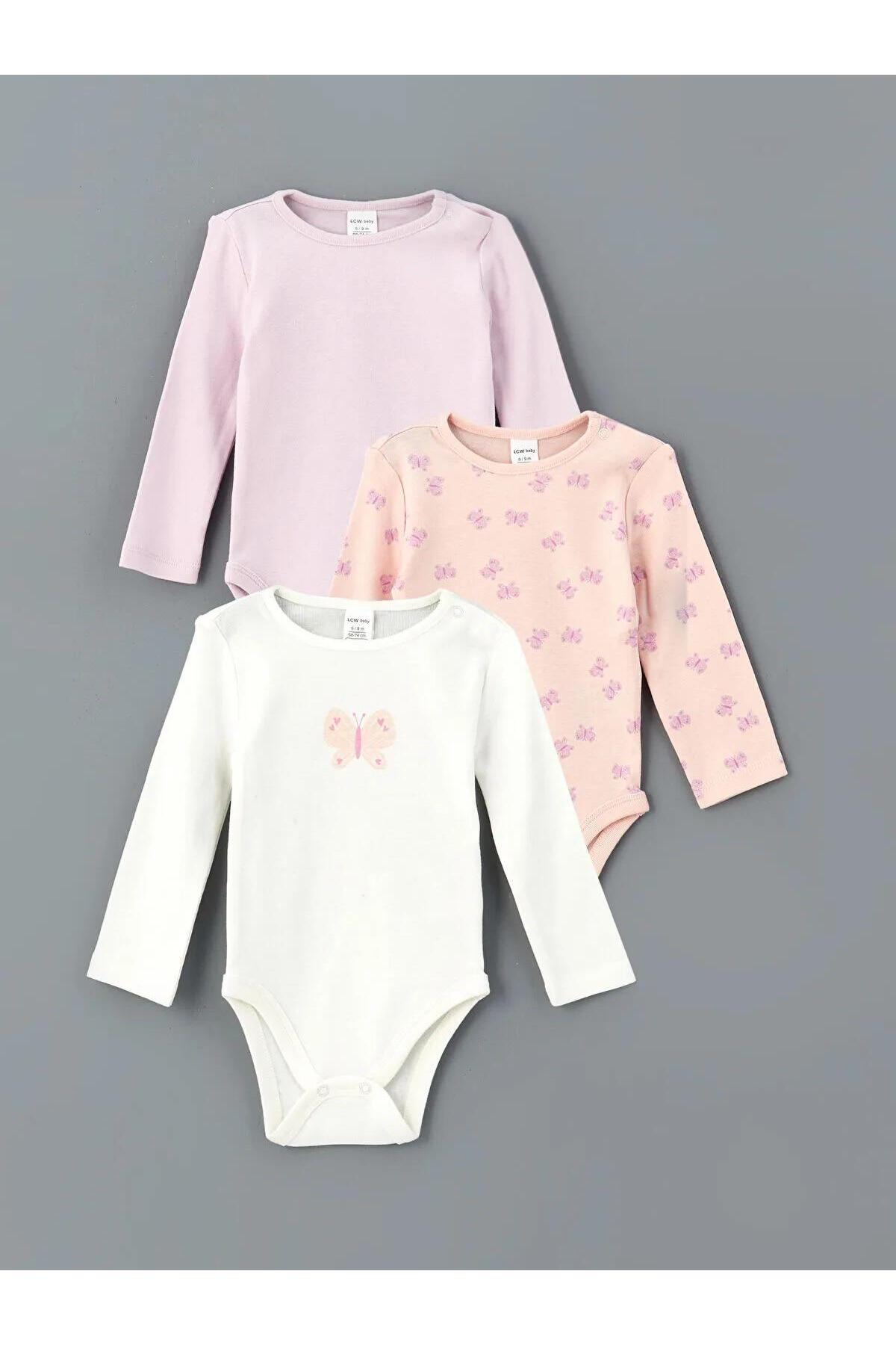 ال سی وایکیکی بادی طرح‌دار نوزادی دخترانه LCW بسته ۳ عددی (W5)