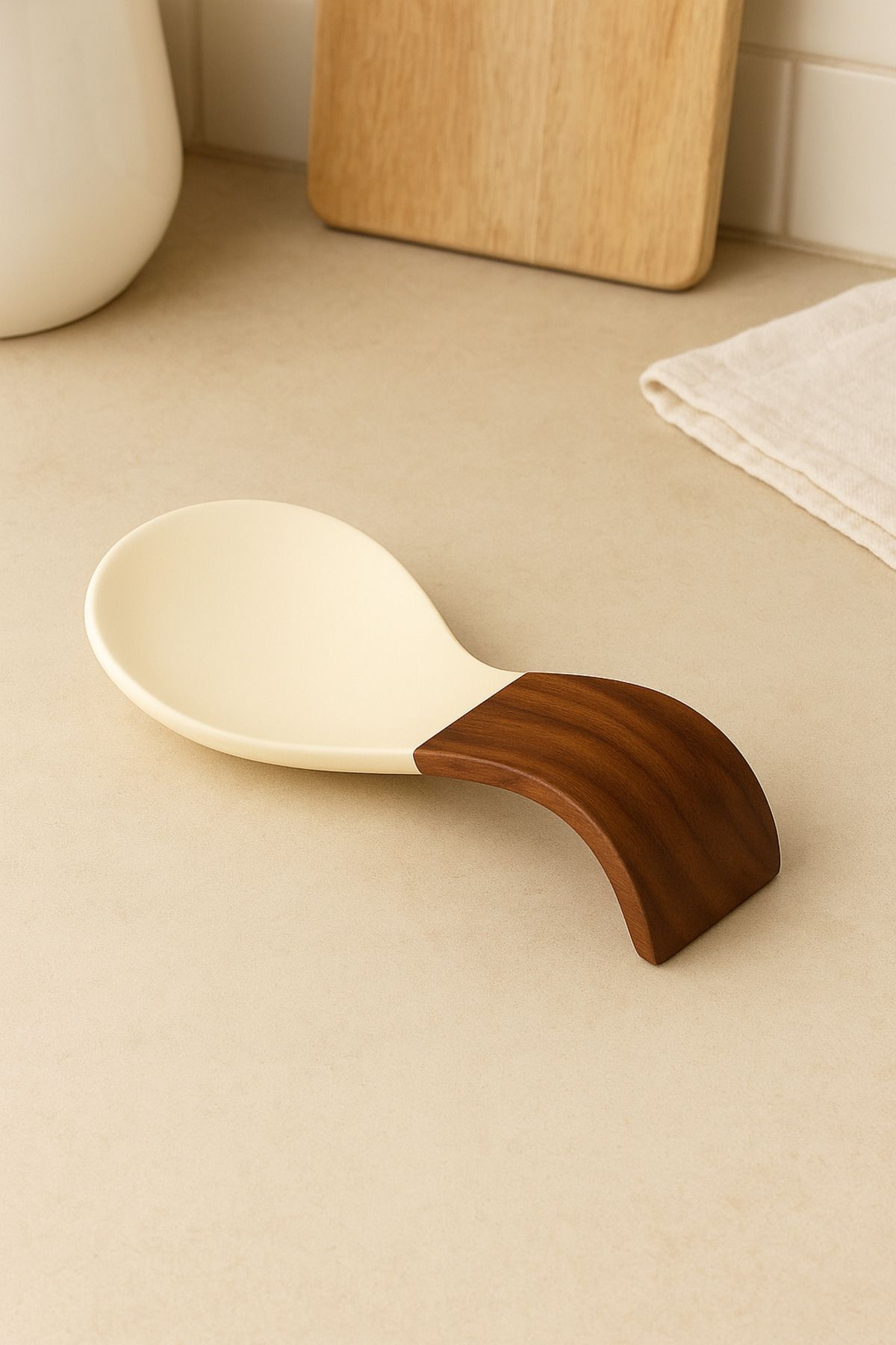 Mirilliahome-Acacia Handle Silicone Dirty Spoon Rest – Countertop Spoon Rest 3