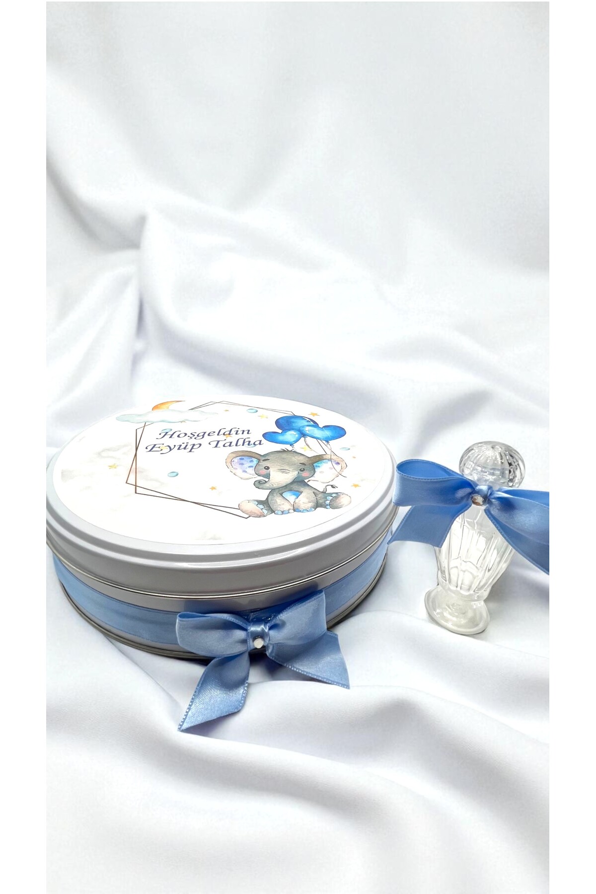 Popy Gift Chocolate 100 Adet Mavi Balon Tutan Fil Temalı İsme Özel Hoşgeldin Erkek Bebek Doğum Günü Hediyelik Çikolata fotoğrafı 3 (önizleme)