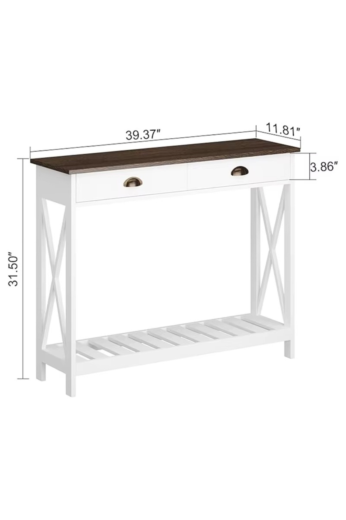 AGD-Stylish Wooden Entryway Sofa Table with Lower Storage Shelf, Narrow Side Table with Drawers 4