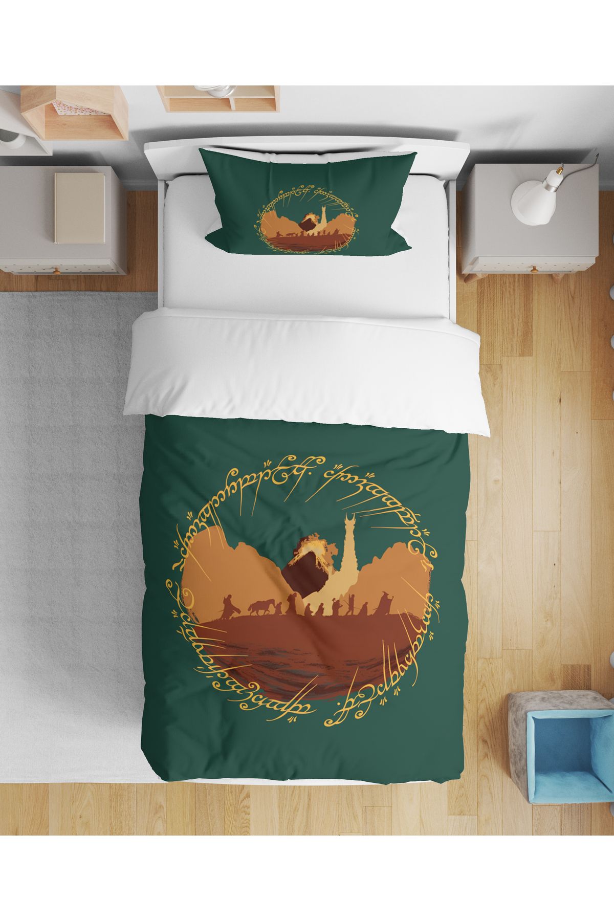 Erays Home-Lord of the Rings Lotr 3D Digital Printed Single Non-Fitted Sheet Bedding Set 1
