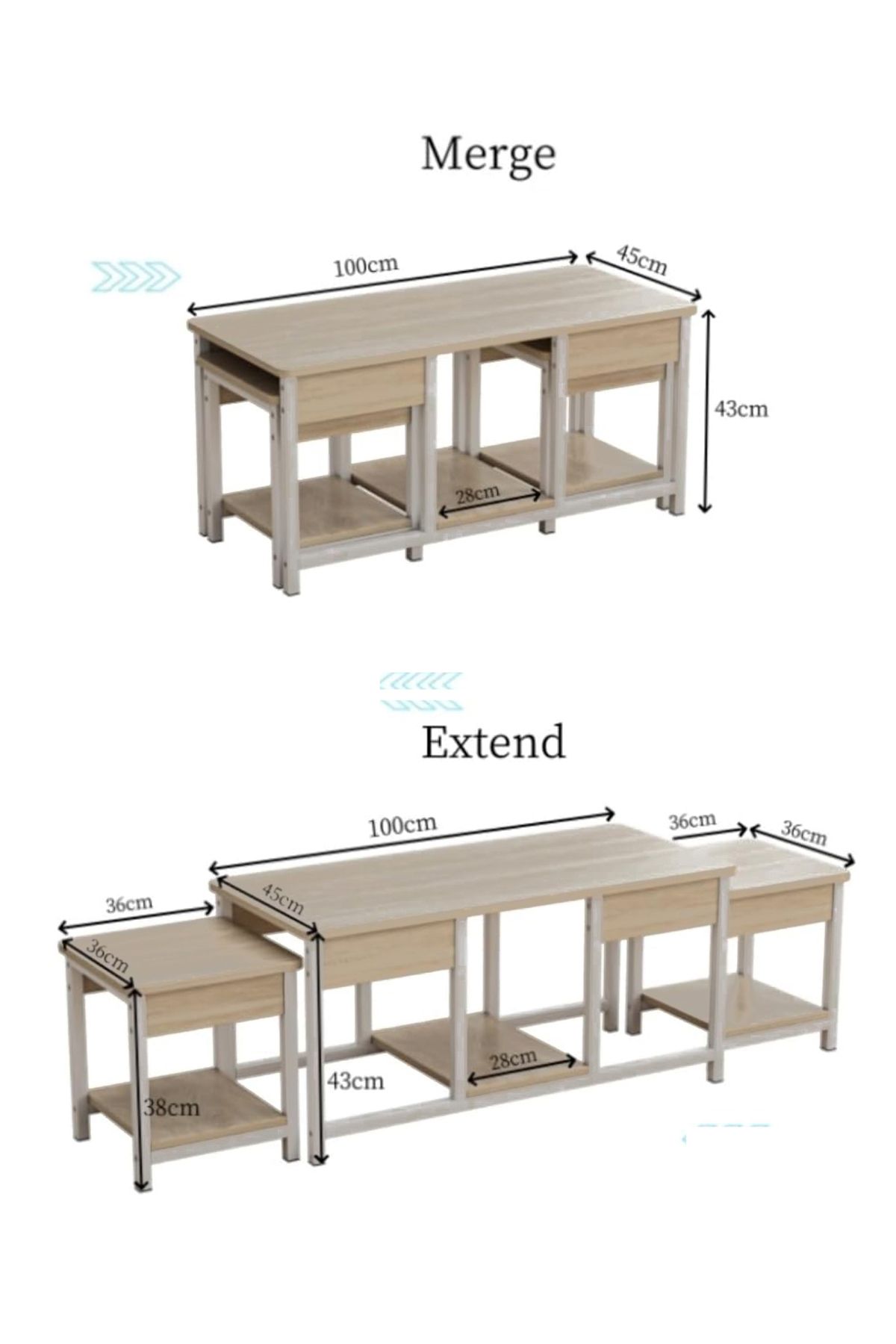AGD-3-Piece Nesting Coffee Tables, Stackable Side Tables for Living Room, TV Stand, Open Storage 4