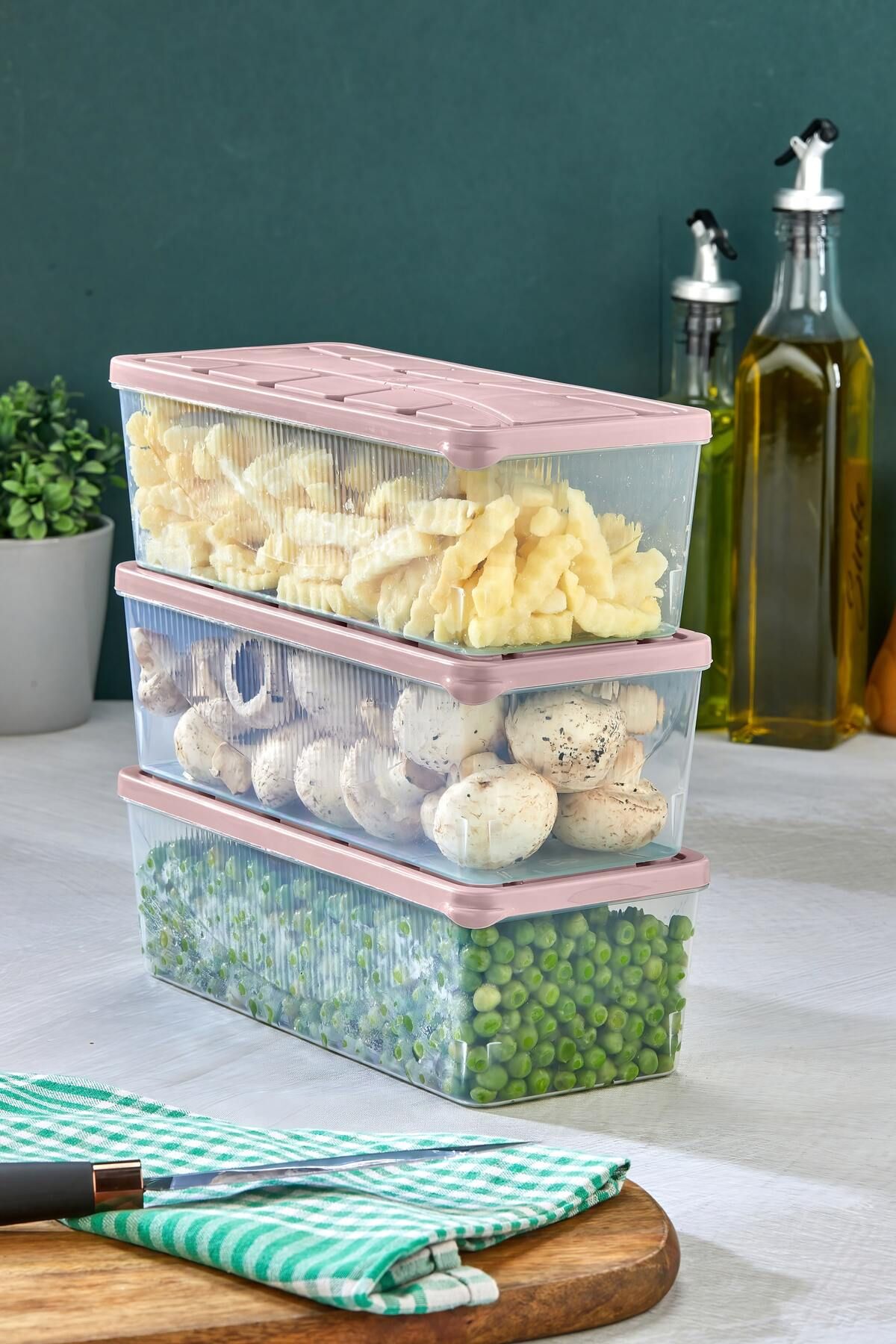 NY HOME-Storage Container 3 Pcs 2000 ml Pink 1