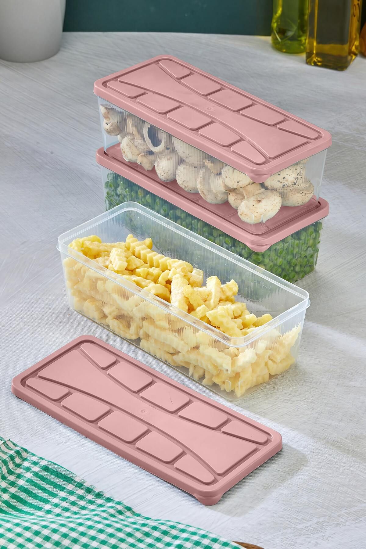 NY HOME-Storage Container 3 Pcs 2000 ml Pink 2