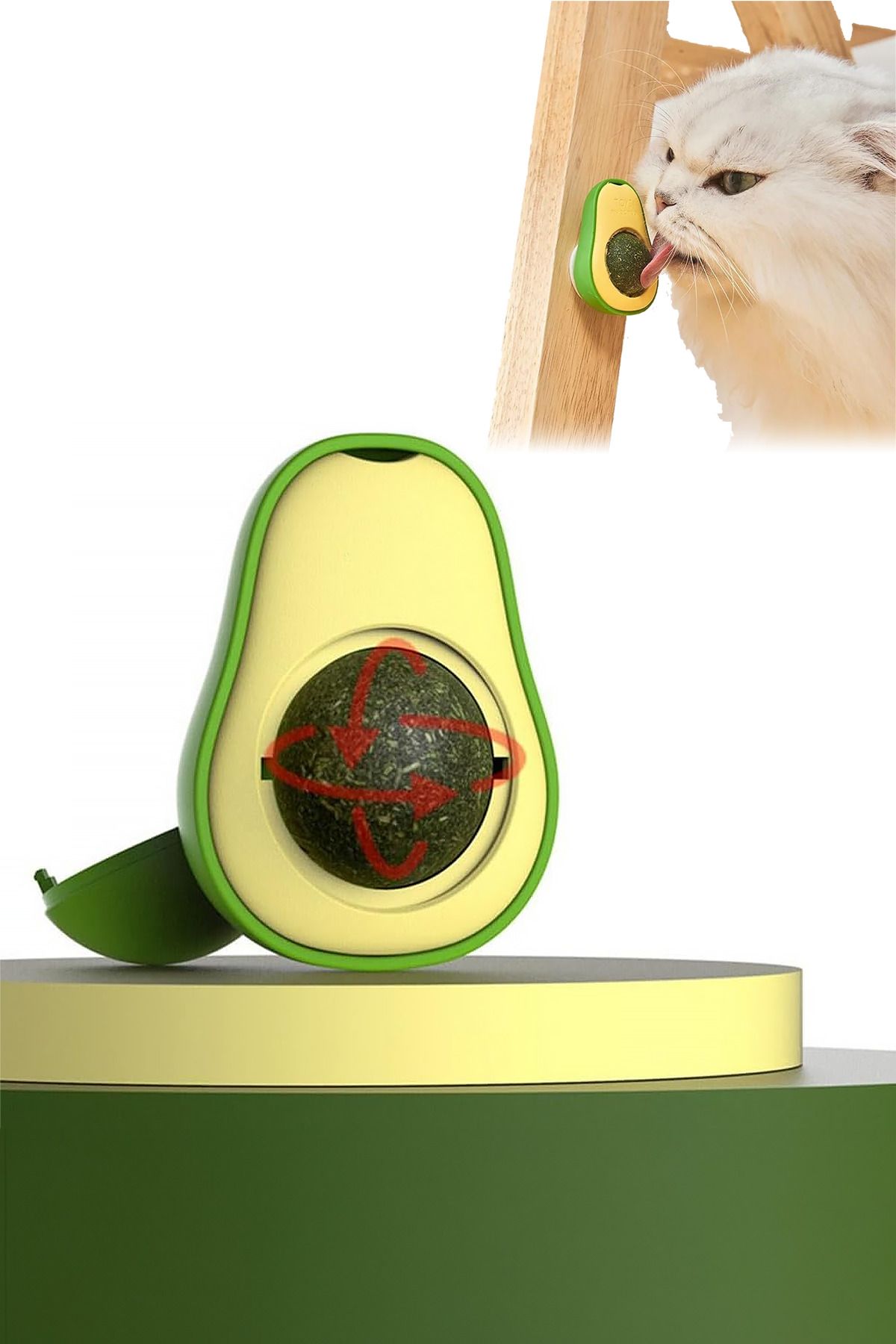NOYİSKA-Natural Catnip Edible Rotating Catnip Herb Play Ball Toy Cat Licking Ball Avocado-Shaped 7