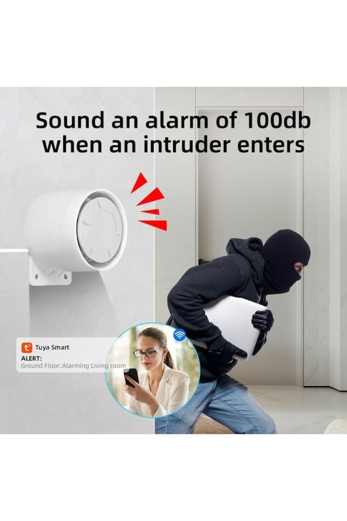FOXMAG24-Wireless alarm, voice control, Wifi GSM 4G, SMS reminder, phone notification, 2.4 inch display 3