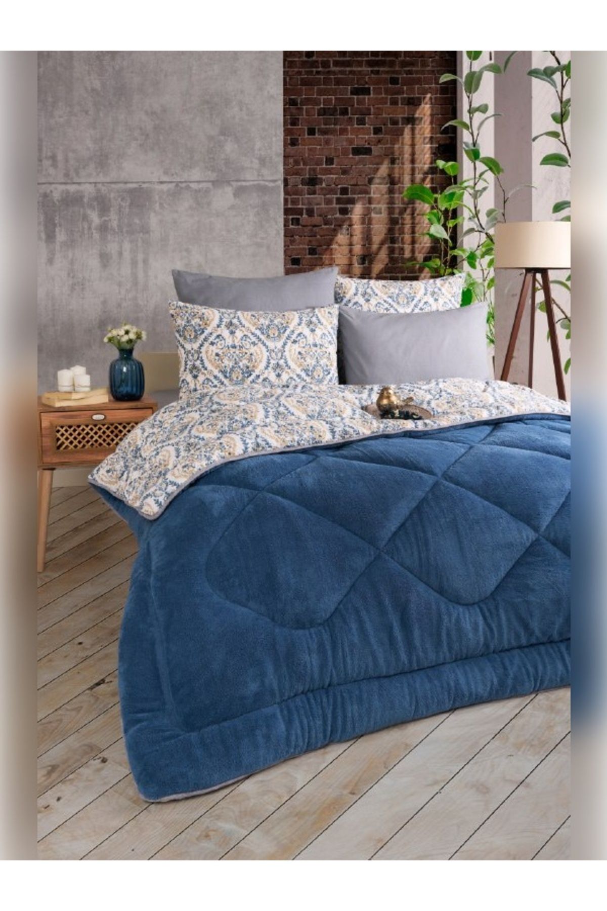 Sudemhome-Double Welsoft Sleeping Set Double Sided Wellsoft Fluffy Fleece Quilt and Battal Fitted Sheet 5