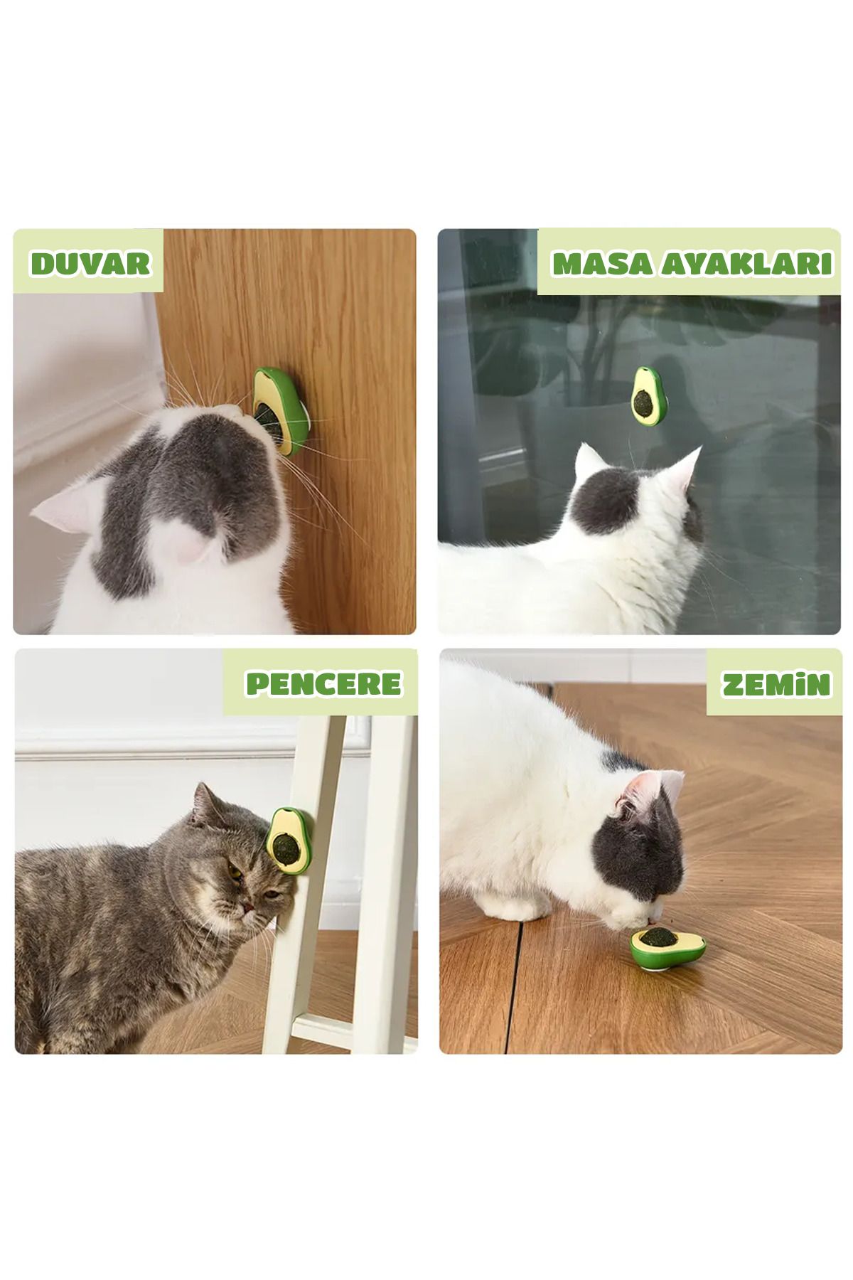 NOYİSKA-Natural Catnip Edible Rotating Catnip Herb Play Ball Toy Cat Licking Ball Avocado-Shaped 6