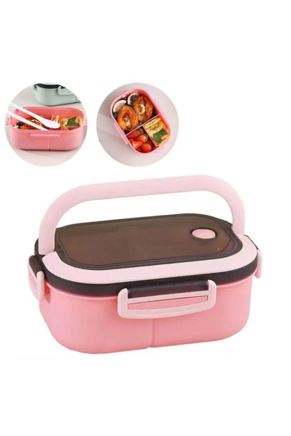 Rao-Compartimented and Stacked Food Container with Valve, Plastic, Dimensions 14.5 x 21 x 8 cm, Pink 3