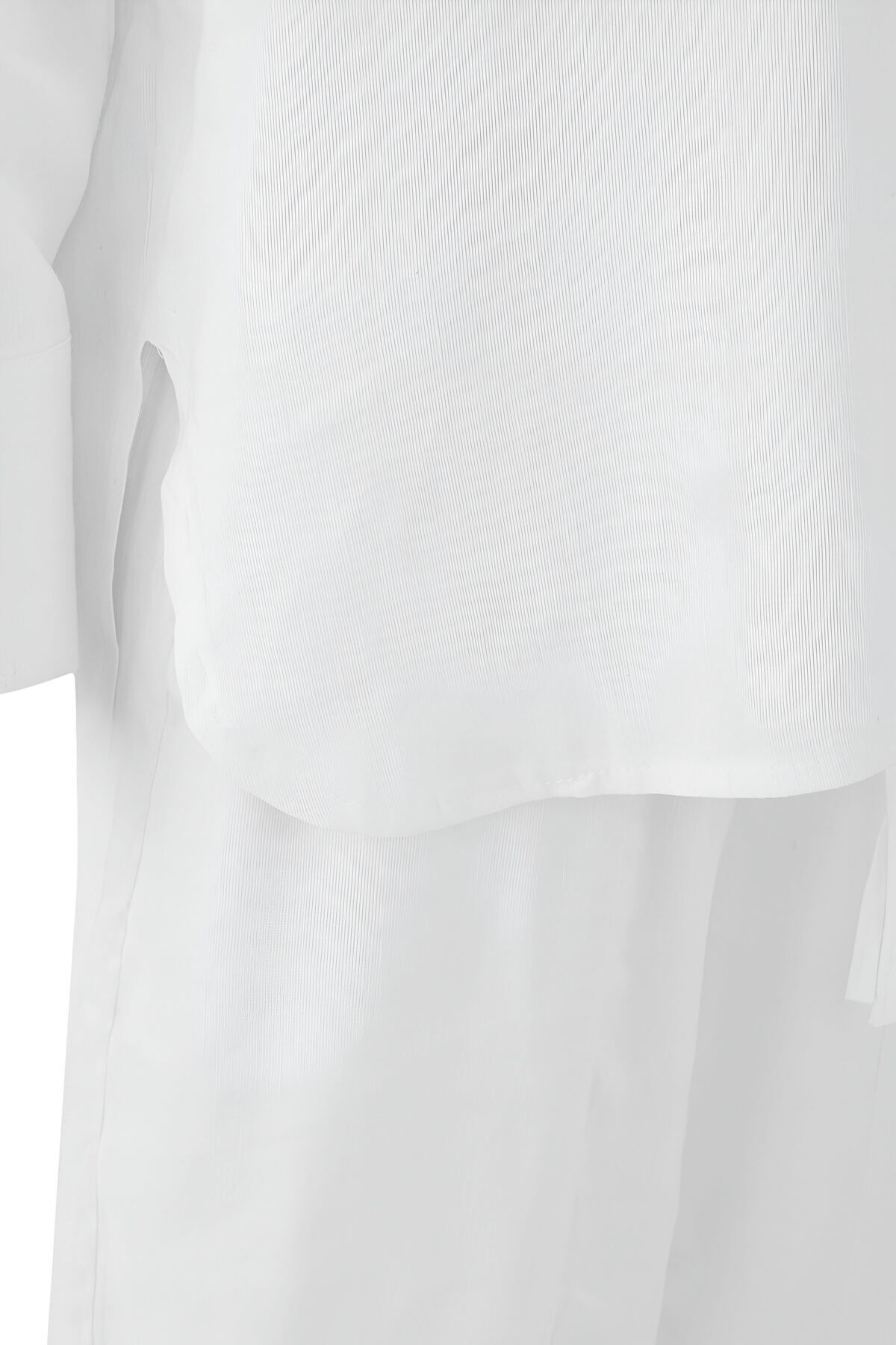 Trendyolmilla  Beyaz Gömlek Ve Beli Lastikli Pantolon Keten Görünümlü Dokuma Alt - Üst Takım TWOSS25AU00120 - Görsel 7