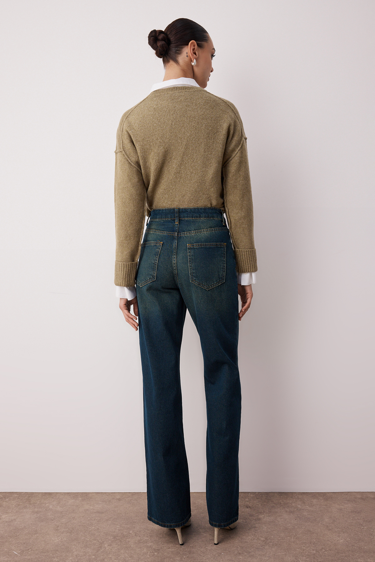 Trendyolmilla  Lacivert Yüksek Bel Geniş Paça Wide Leg Jeans TWOAW25JE00095 - Görsel 3