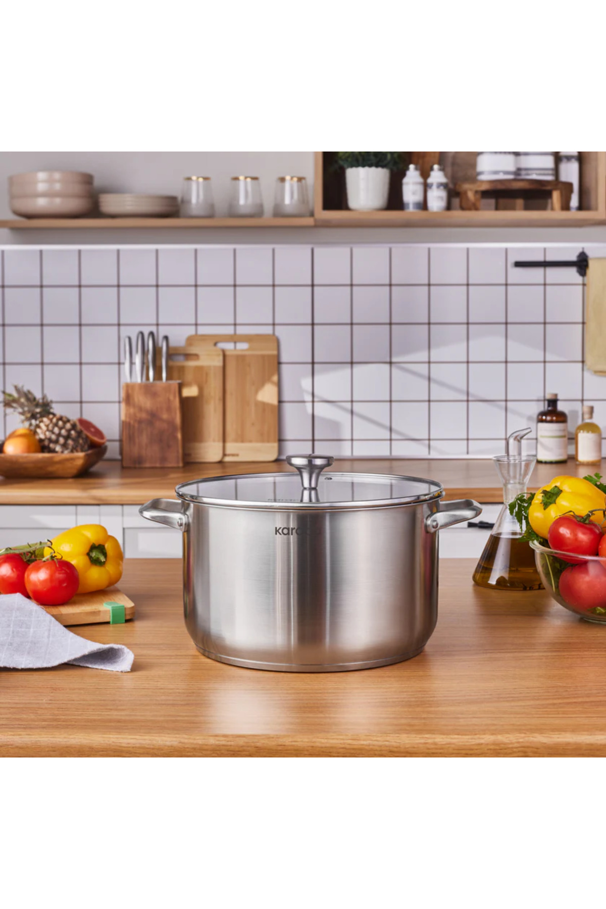 Karaca Indukčný hrniec s pokrievkou Elite z nehrdzavejúcej ocele, 28 cm, stri...