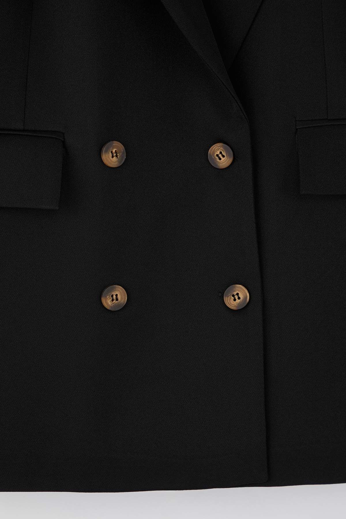 Trendyol Curve-Black Oversize Lined Button Woven Plus Size Blazer Jacket Tbbaw26Ag00006 6