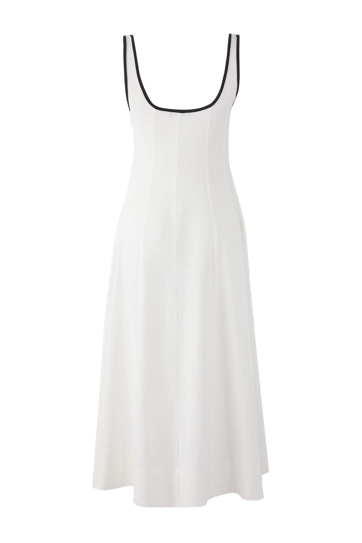 Trendyolmilla  Ekru Keten İçerikli Düz Midi Dokuma Elbise TWOSS25EL00895 - Görsel 6