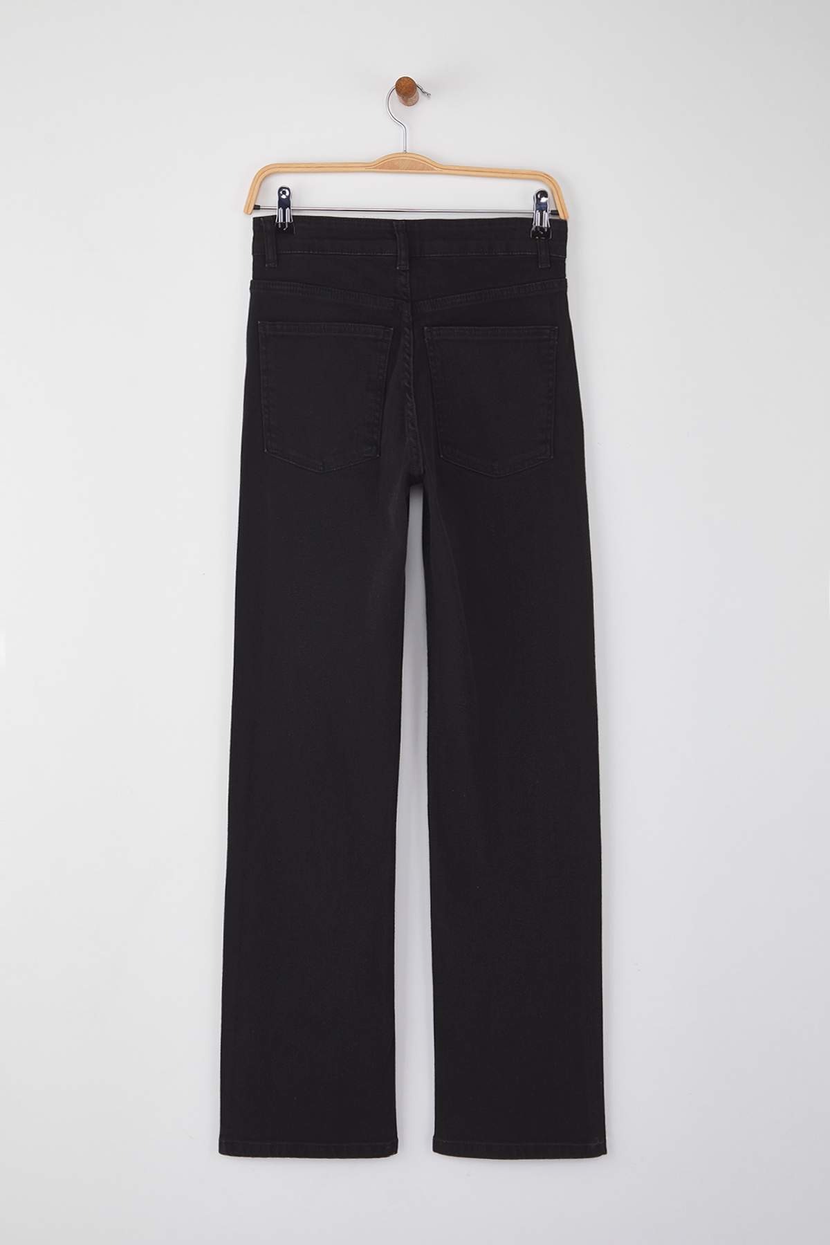 Trendyolmilla  Siyah Normal Bel Geniş Paça Orta Esnek Straight Smoke Jeans TWOAW26JE00085 - Görsel 6