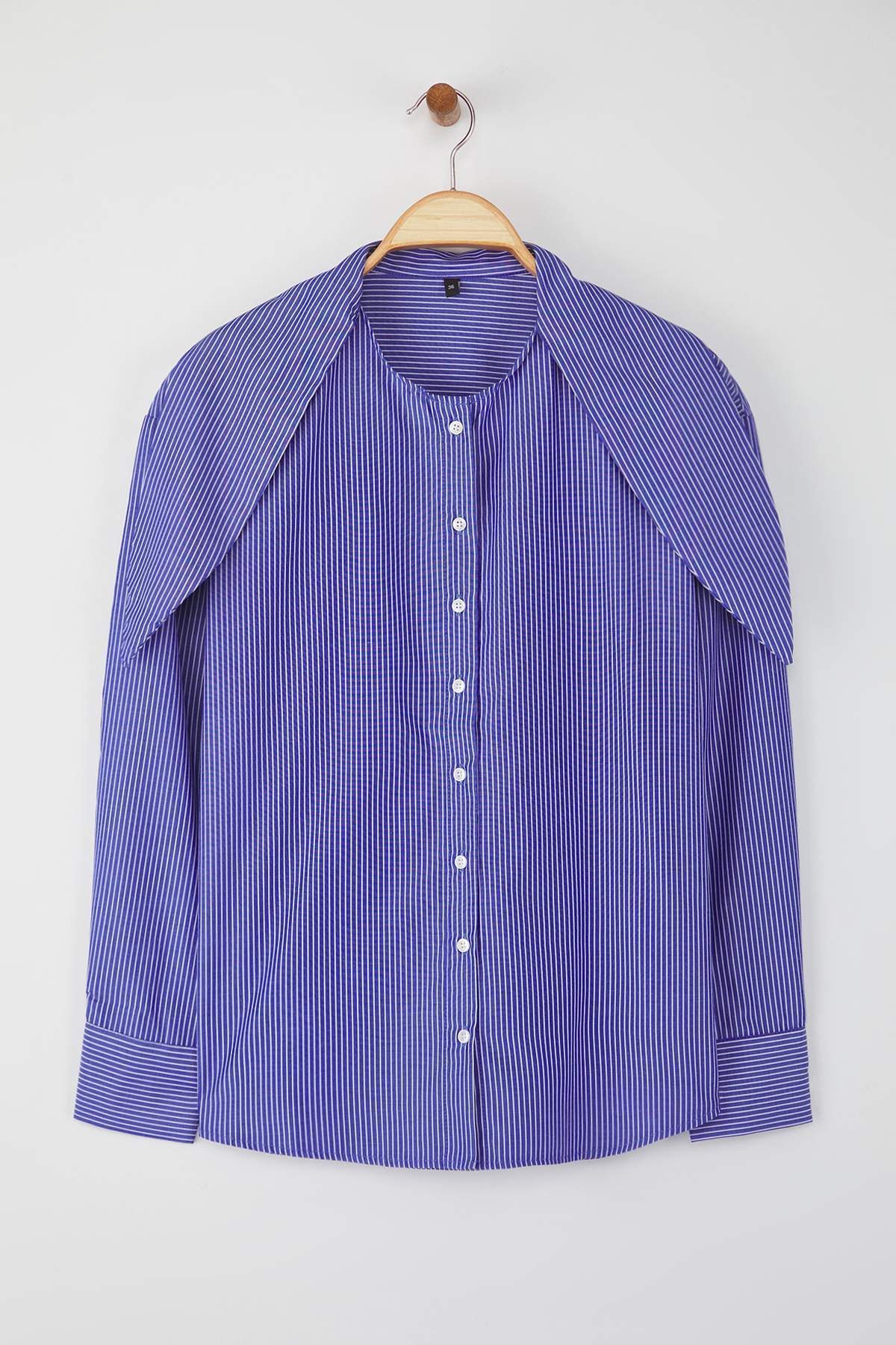 Trendyolmilla  Lacivert Çizgili Fular Bağlamalı Gömlek TWOAW26GO00046 - Görsel 7