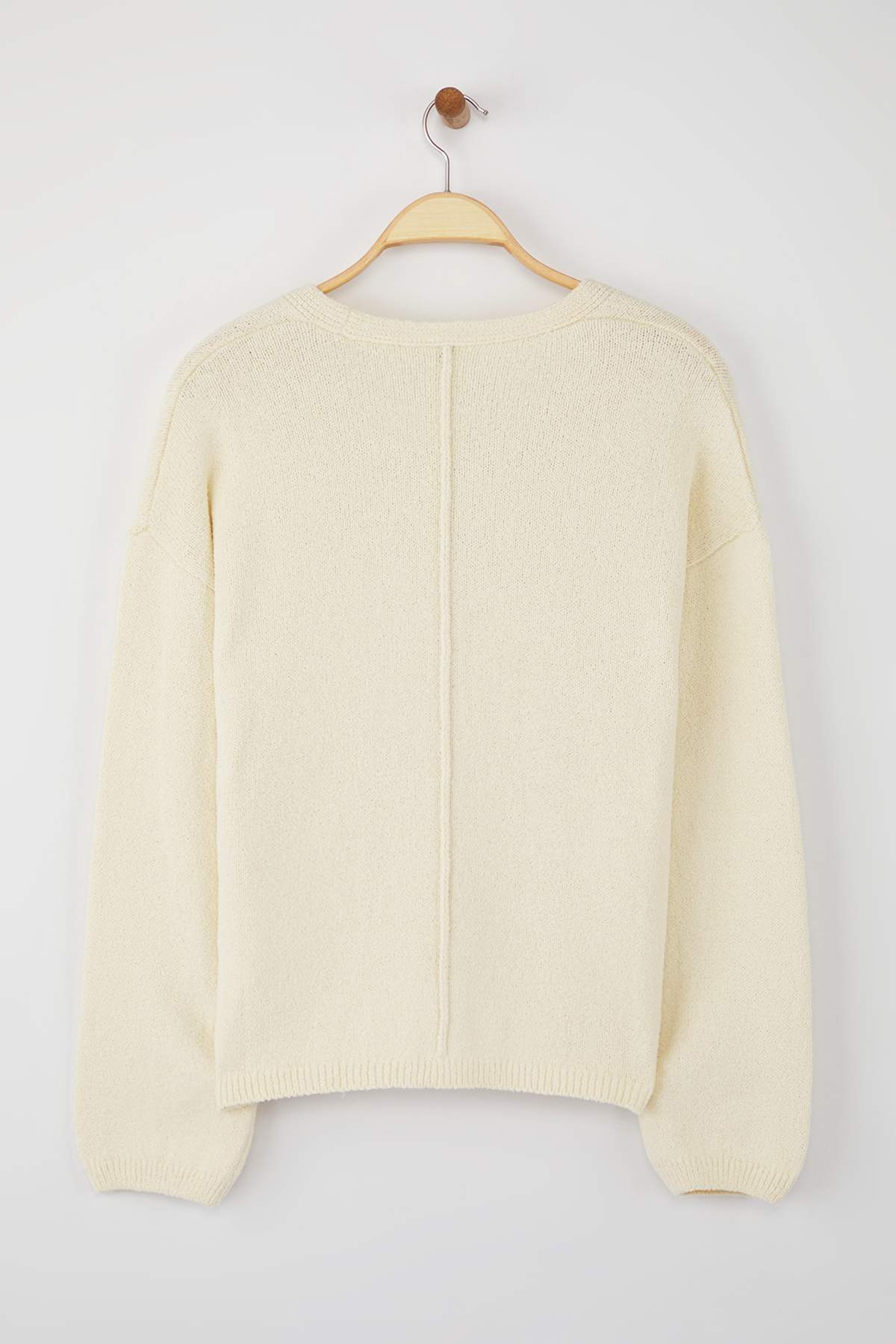 Trendyolmilla  More Sustainable Ekru Pamuk Karışımlı Kalıp Triko Hırka TWOAW26HI00107 - Görsel 6