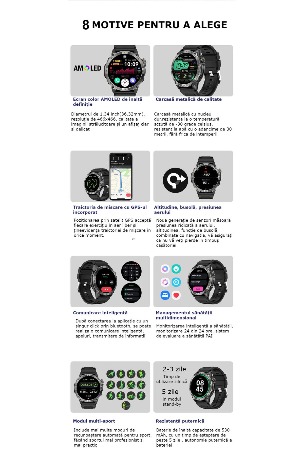 GBV LOGIC-Ceas Inteligent , Ecran Amoled, Ritm Cardiac, Monitorizare Somn, Gps, Nfc 3