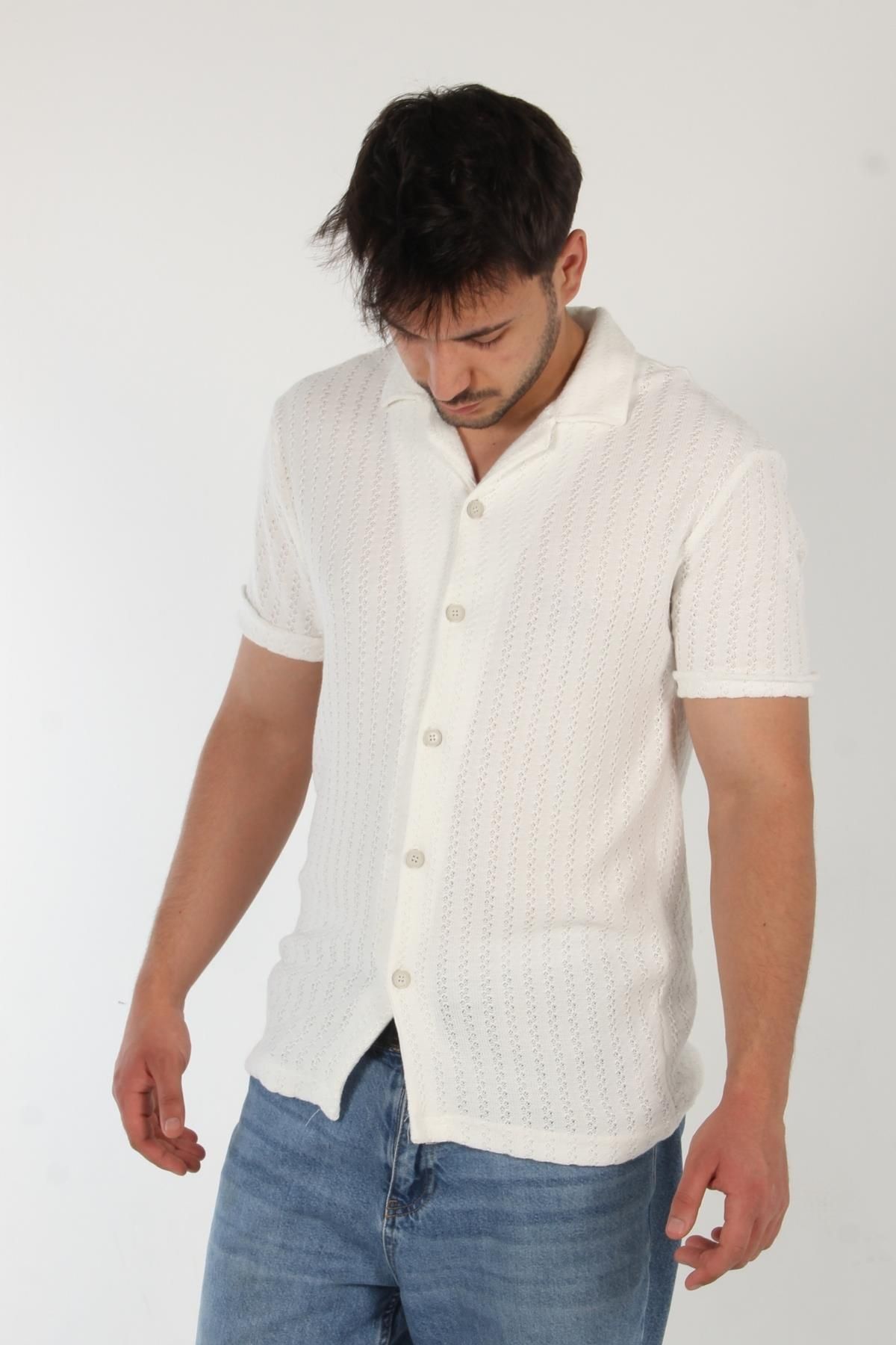 Mckanzie-4177 Apache Collar Knitted Pattern Shirt 2