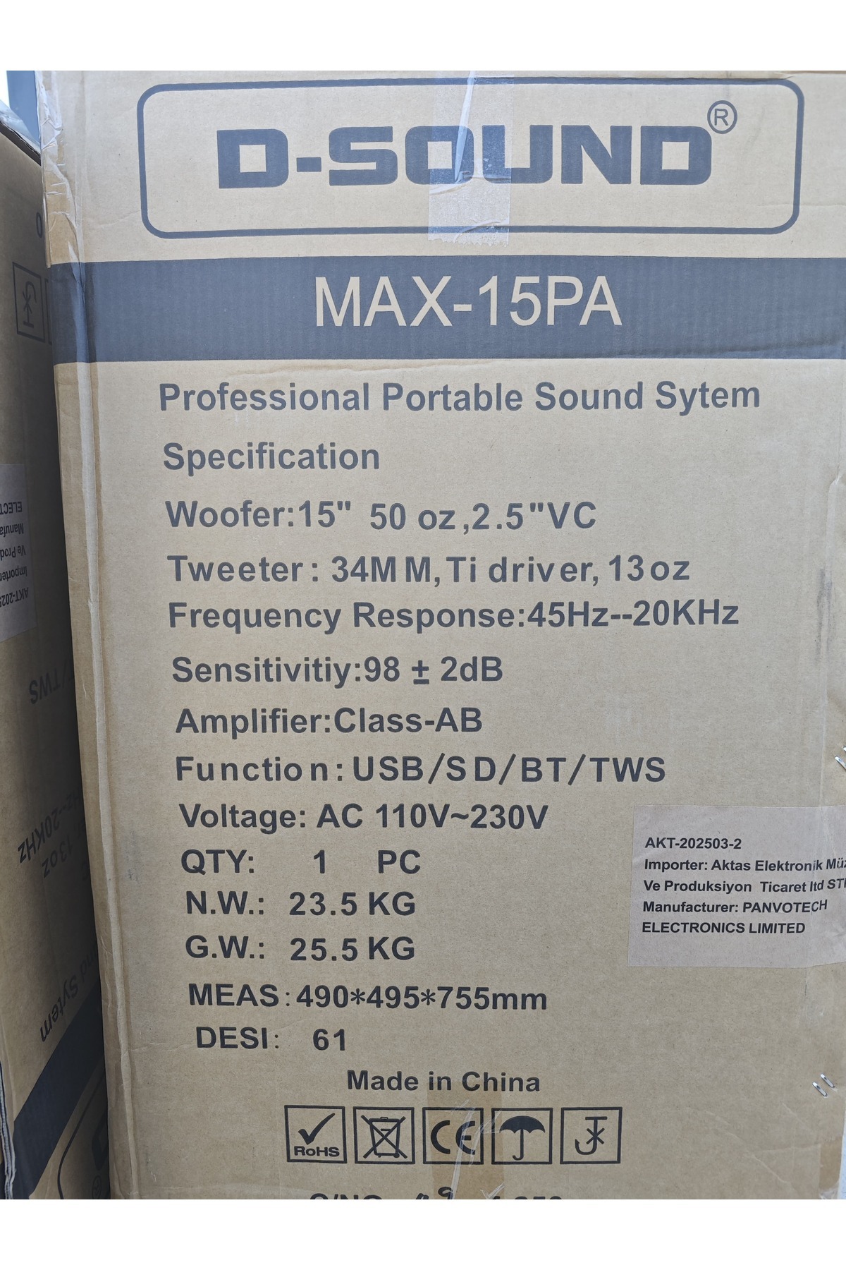 ボディプロ　テン　2箱 D-sound Max-15Pa II Taşınabilir Şarjlı Hoparlör - Fiyatı, Yorumları