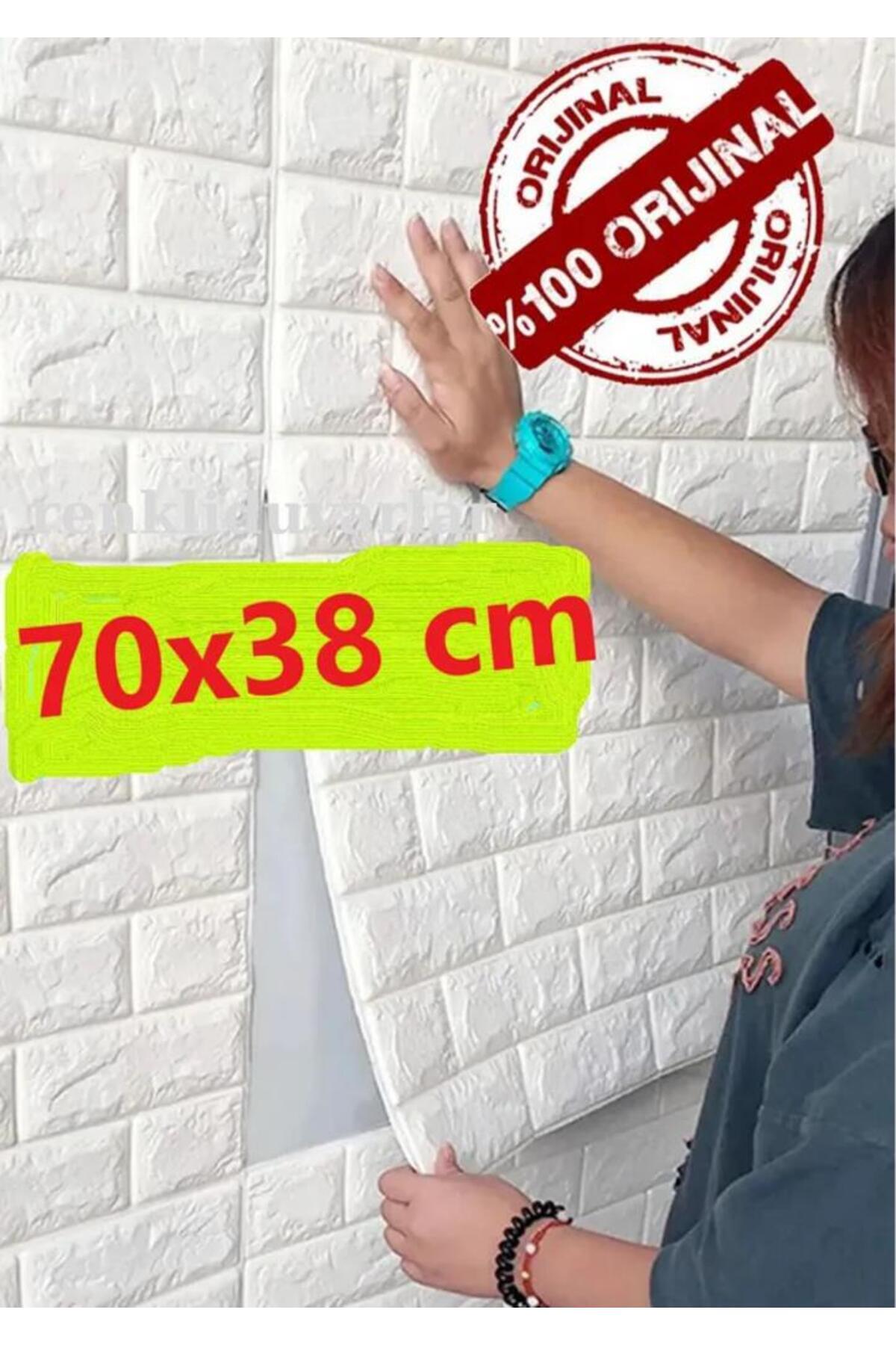 Renkli Duvarlar Kendinden Yapışkanlı 3d Duvar Kağıdı Paneli 70x38 Cm Beyaz