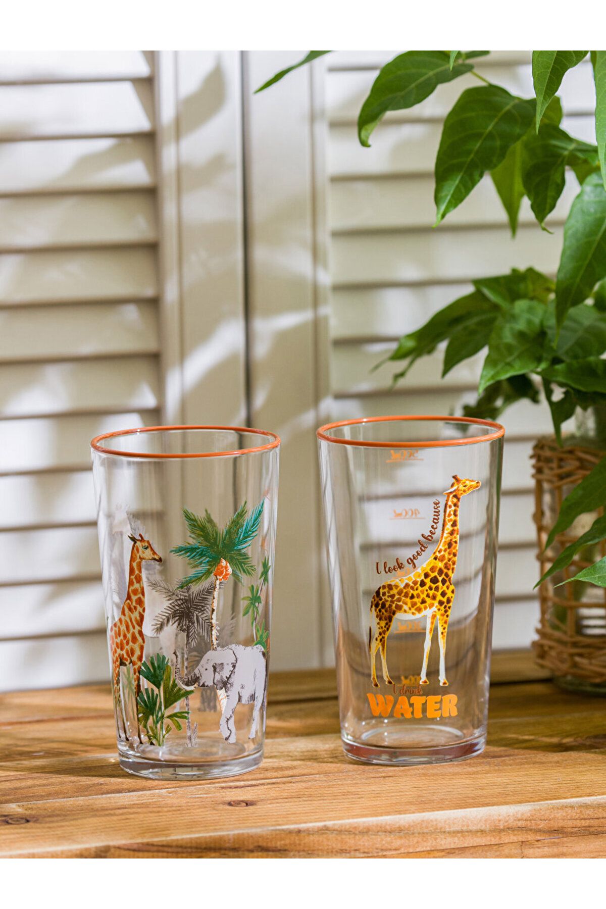 LC Waikiki-Giraffe Printed Set of 2 Glass Cups - 570 ml 2