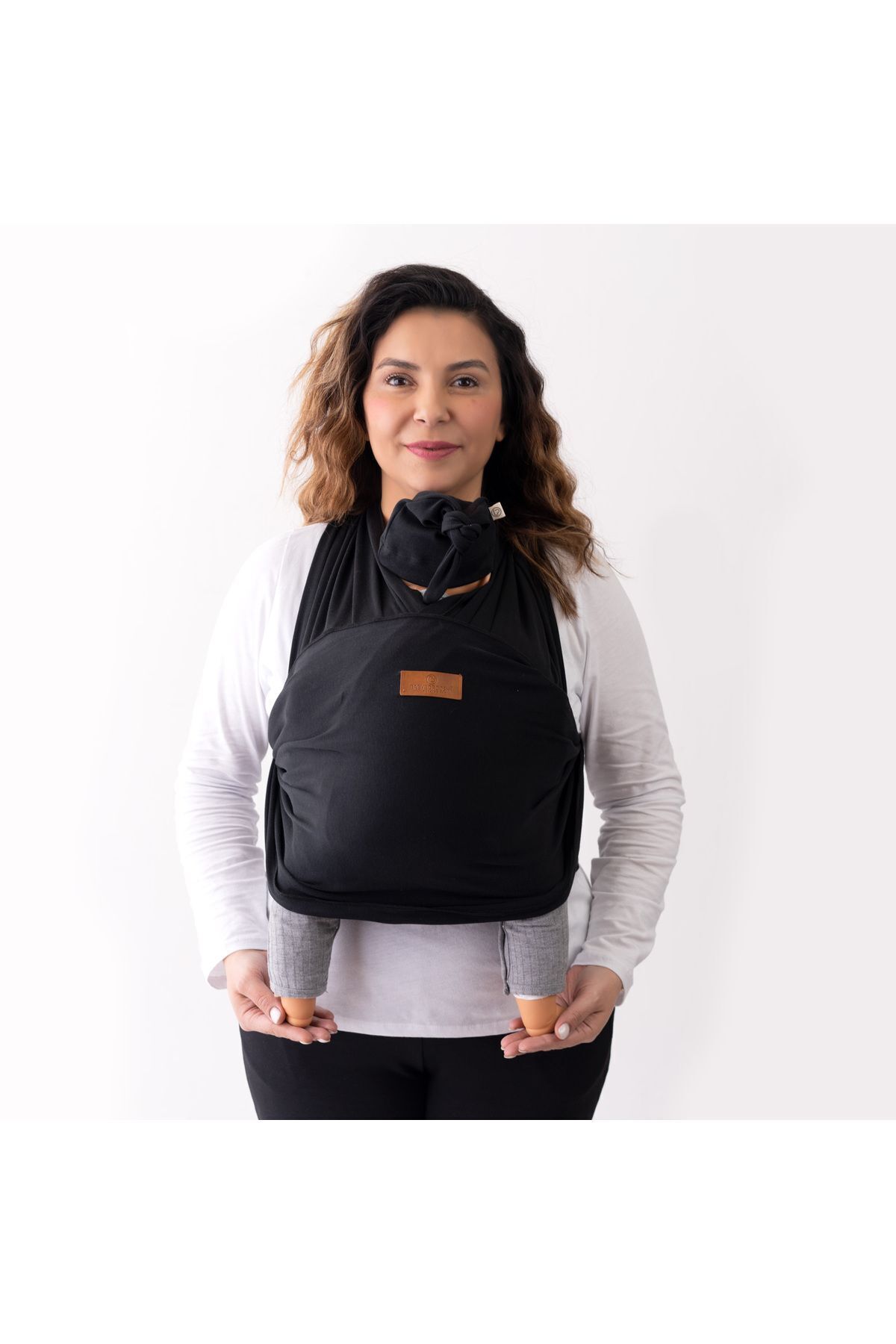 Boroosh Baby Yumuşak Bebek Sling %100 Pamuklu Kese Ve Bere Hediyeli Siyah Bebek Taşıma Şalı /oeko-tex fotoğrafı 2 (önizleme)