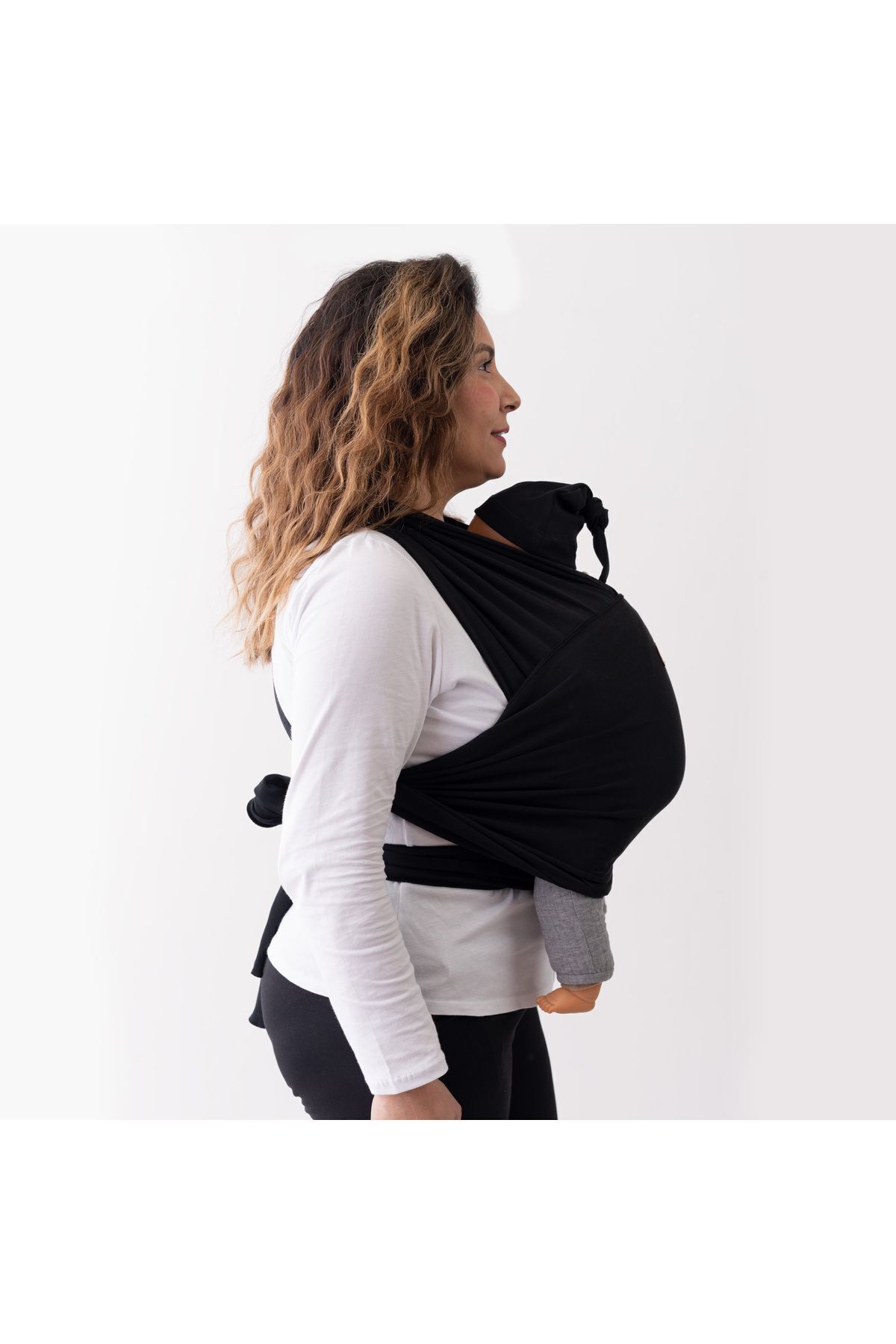 Boroosh Baby Yumuşak Bebek Sling %100 Pamuklu Kese Ve Bere Hediyeli Siyah Bebek Taşıma Şalı /oeko-tex fotoğrafı 4 (önizleme)