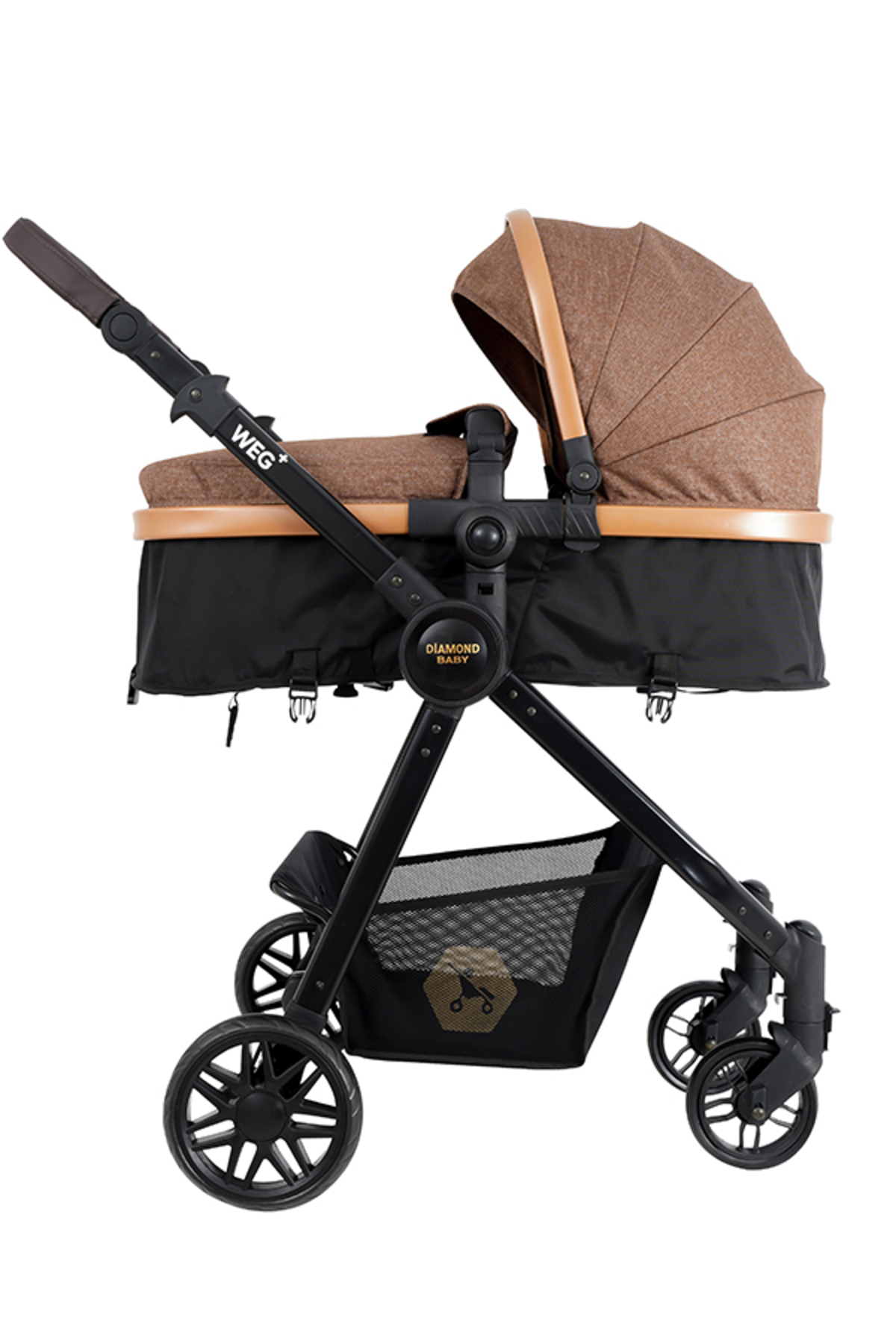 Diamond Baby Weg Travel (Seyahat Sistem) Bebek Arabası, Pusetli, Çift yönlü, Ayak Örtülü Kahverengi fotoğrafı 7 (önizleme)