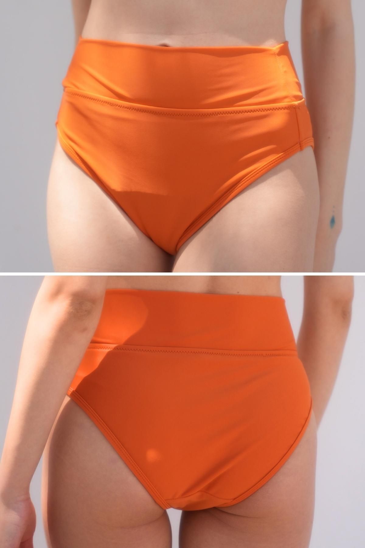 PEDDON Regl Dönemine Özel Konforlu Pedkini Mayo Altı Süper Emici Yüksek Bel Bikini Altı Turuncu Regl Mayosu