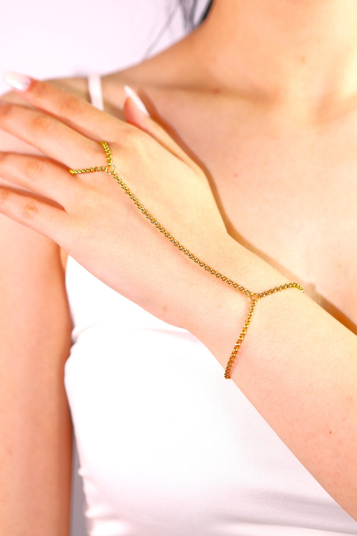 Steel Gold Color Alora Grace Elegant Chain Şahmeran