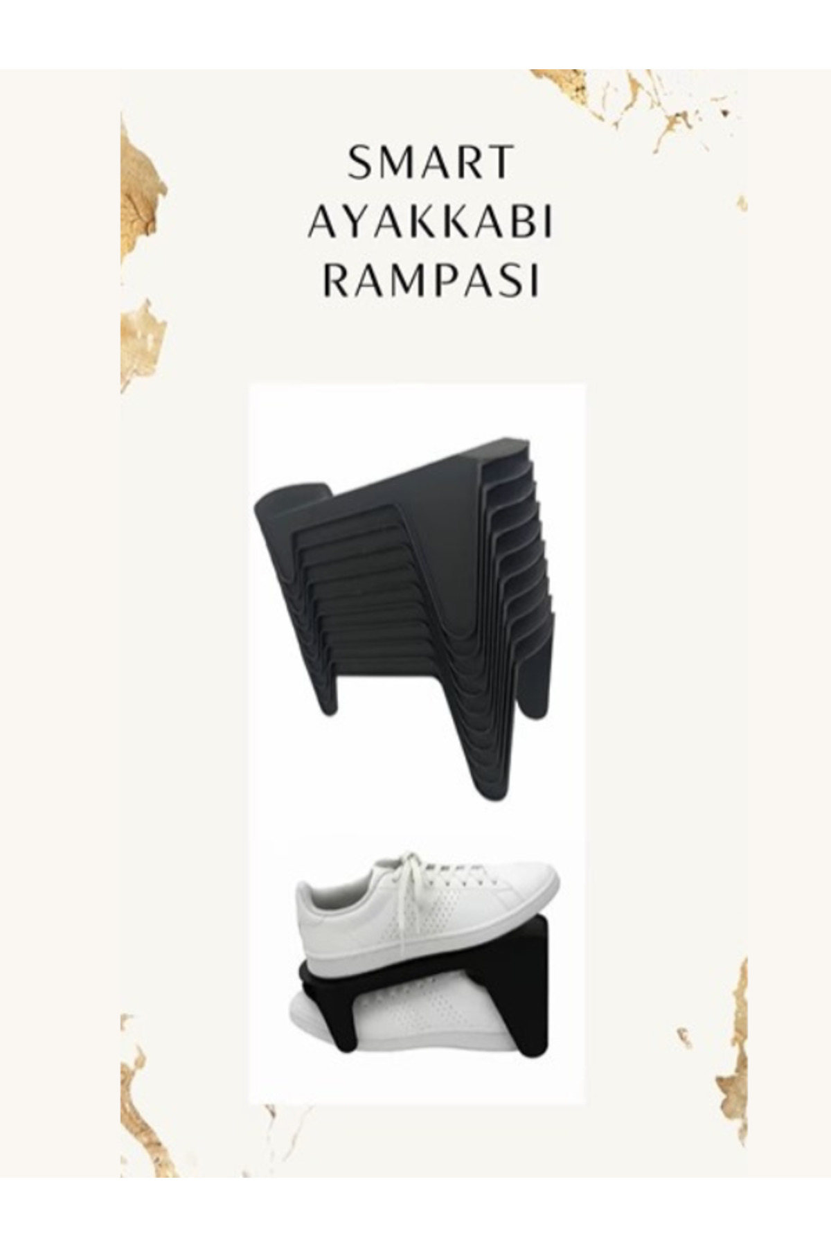 Minty Life 10 Adet Tekli Ayakkabı Rampası Ayakkabı Düzenleyici Dolap Içi Organizer (SİYAH)