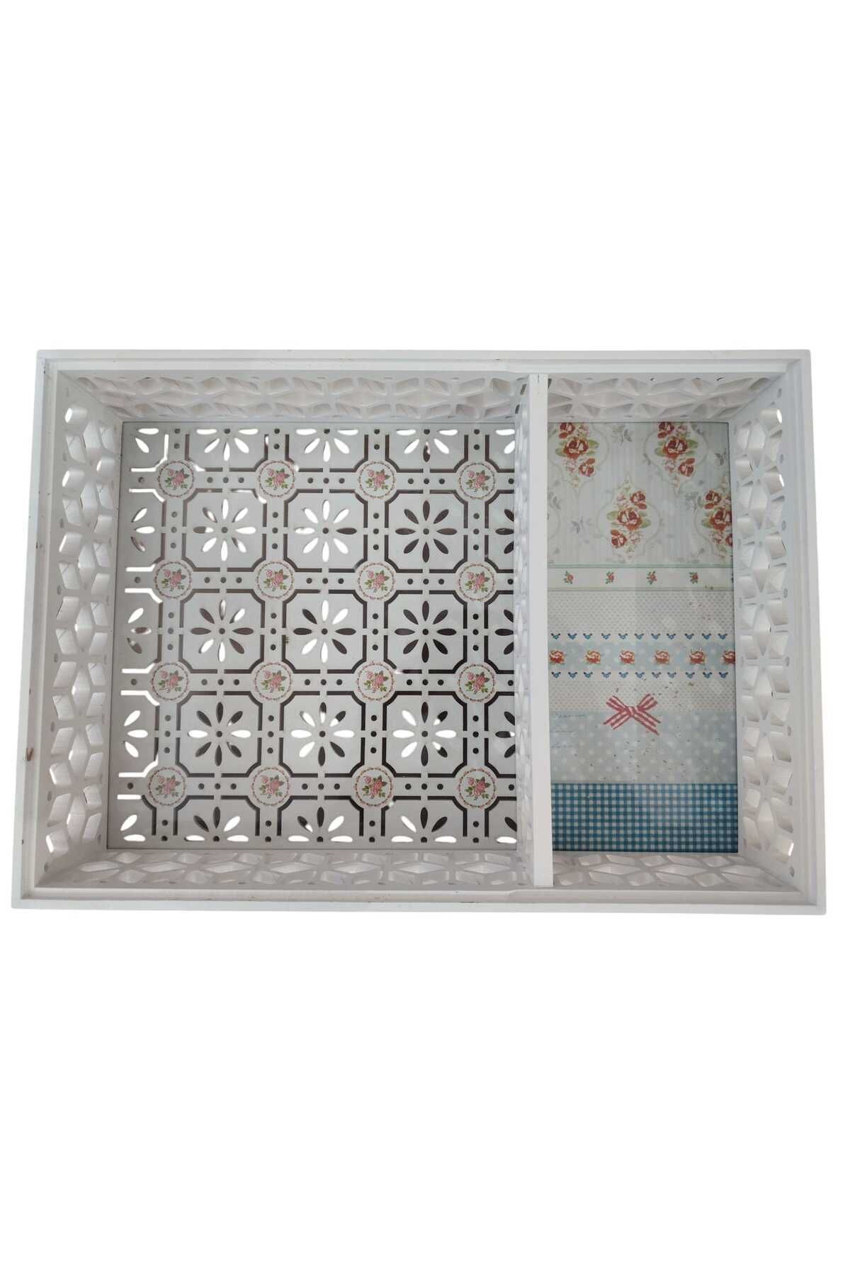 AR-Double wooden guest serving tray with napkin box 3