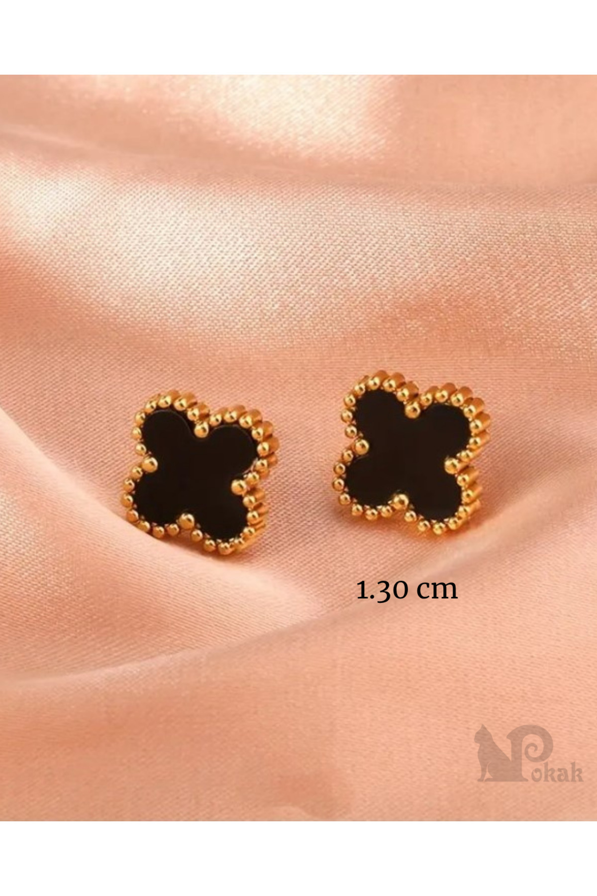 Steel Gold Clover Earrings