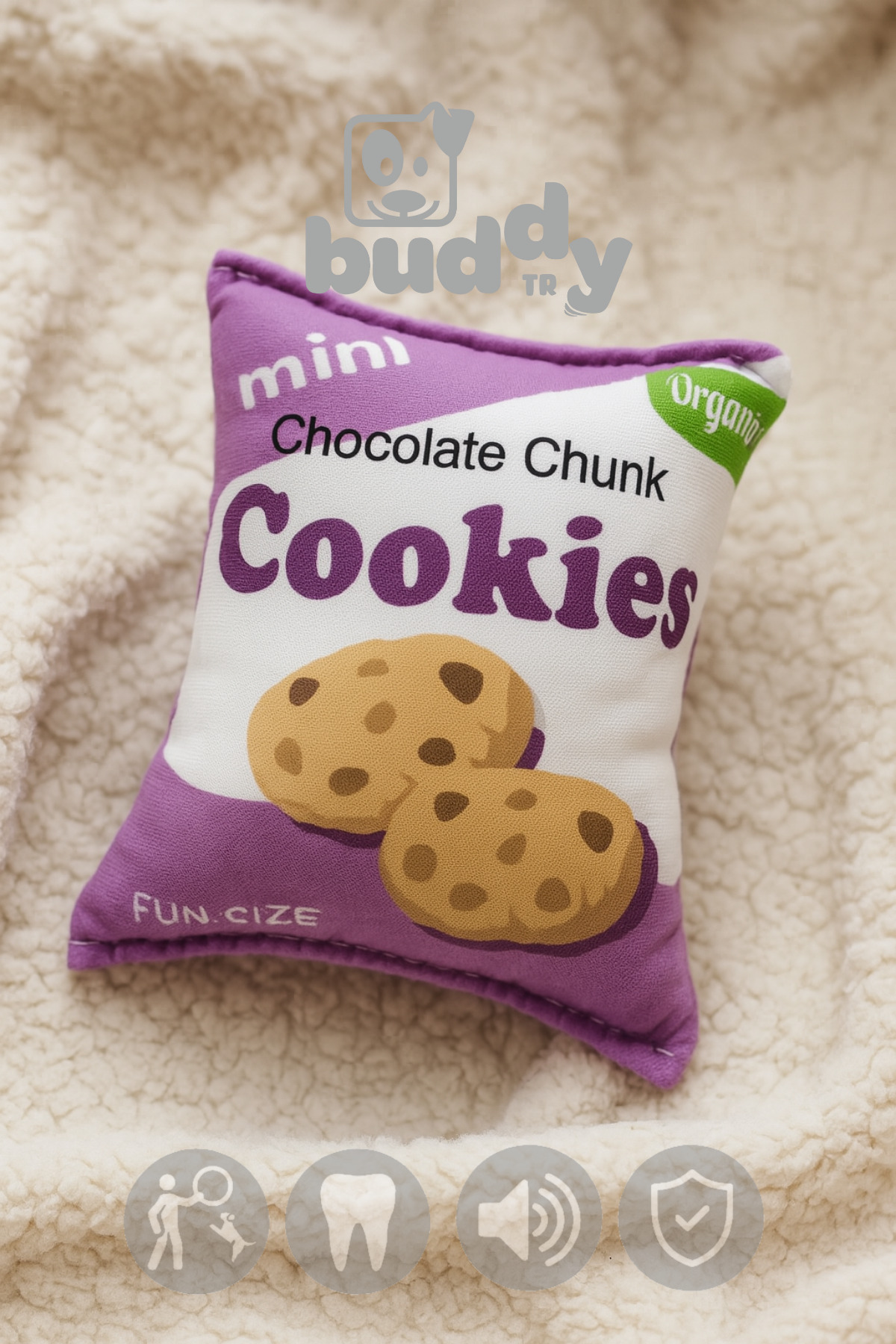 URBAN PAWS-Plush Purple Cookie Pillow Dog Toy |   Colorful Design |   Durable |   Soft and Cute 1