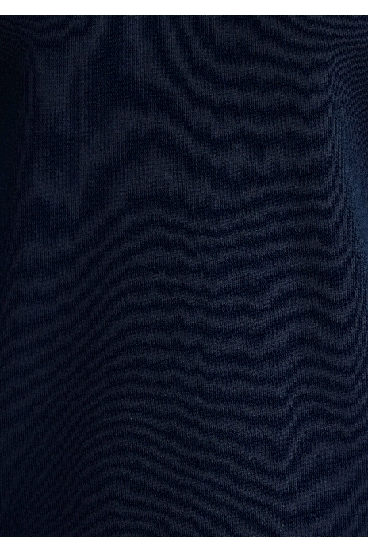 Mavi-Rib Detailed V-Neck Navy Blue T-Shirt Fitted / Fitted Cut 063748 -17588 7