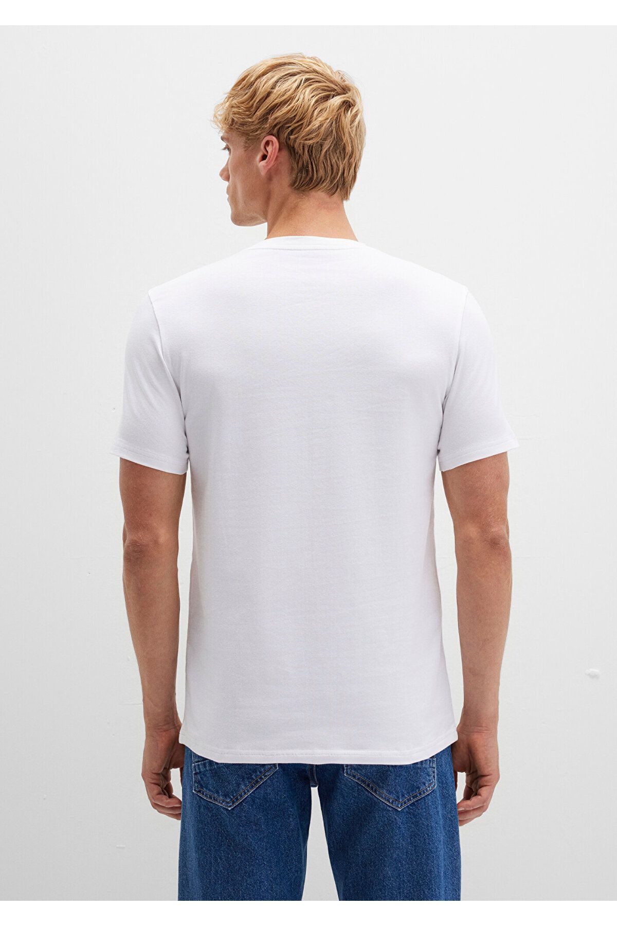 Mavi-Stretch White Basic T-Shirt Fitted / Body Fitted Cutout 061747 -620 4