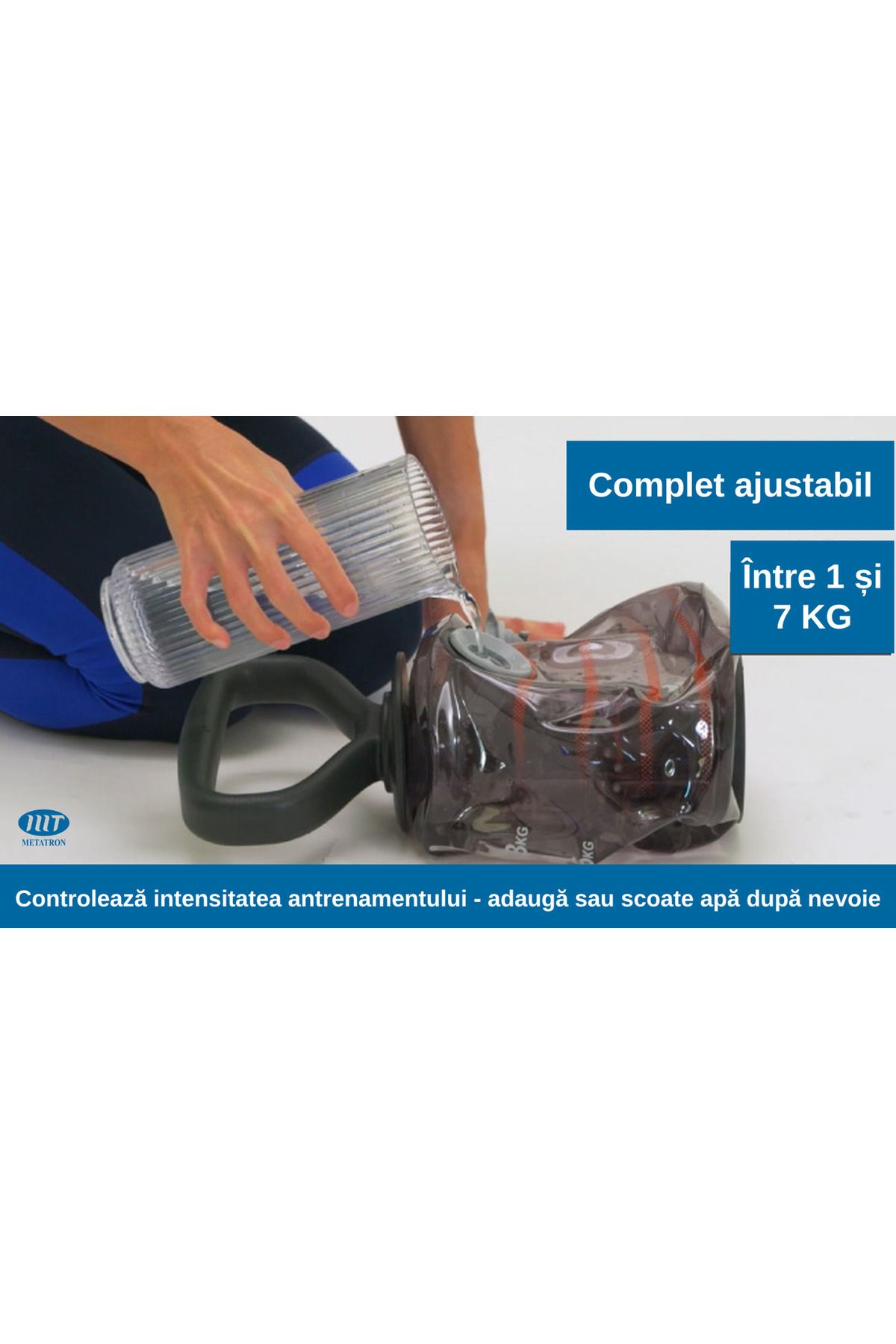 METATRON mT-Set of 2 Inflatable Kettlebells, with water, 1-7 kg, convertible into a dumbbell 3