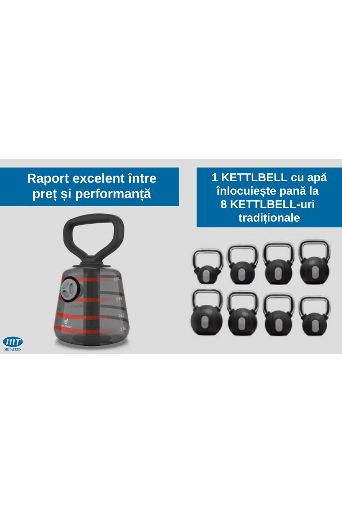METATRON mT-Set of 2 Inflatable Kettlebells, with water, 1-7 kg, convertible into a dumbbell 6