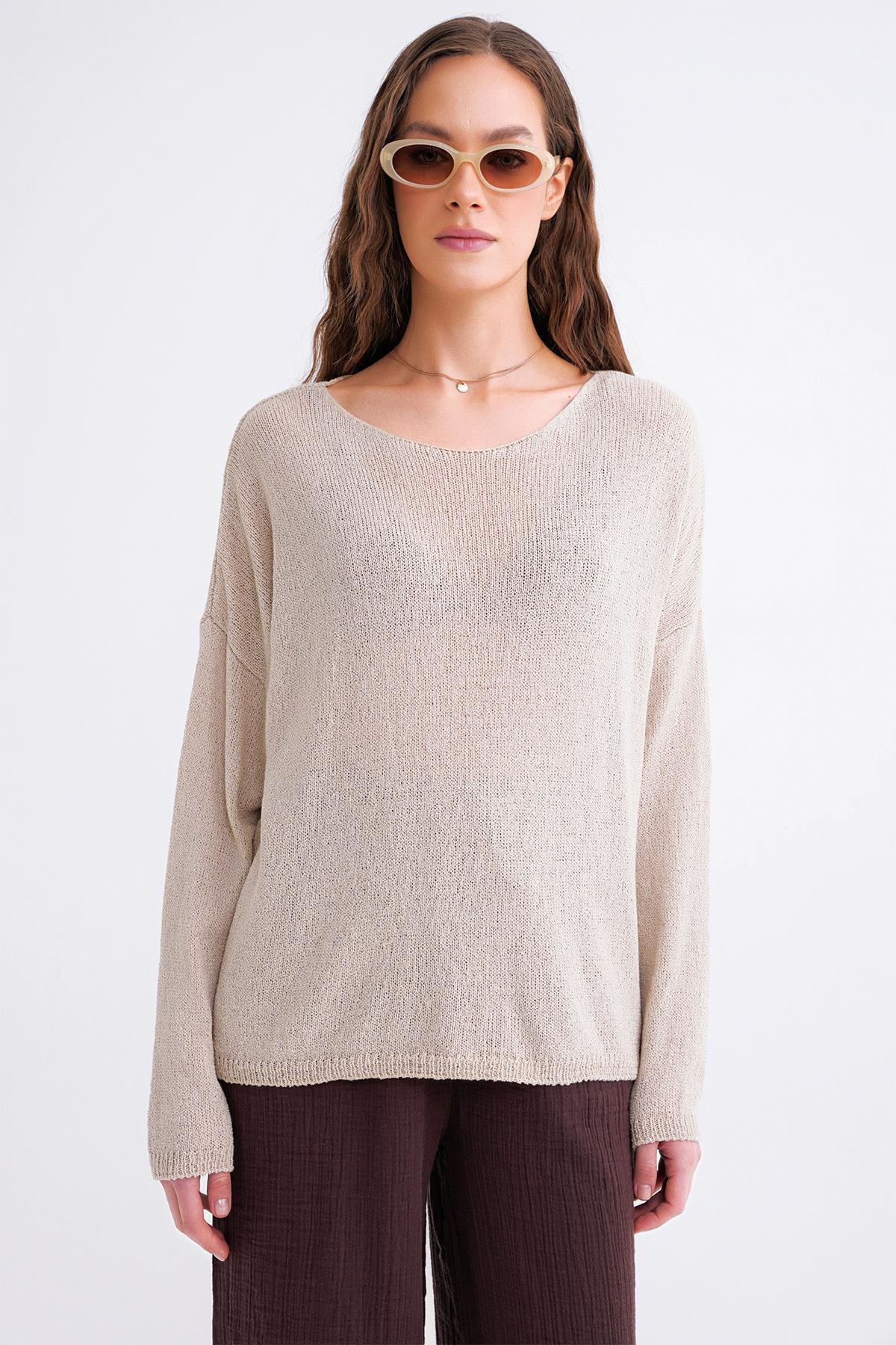 Mixray-6933 Women's Knitwear Boat Neck, Slim and Seasonbelli Sweater Stone 5