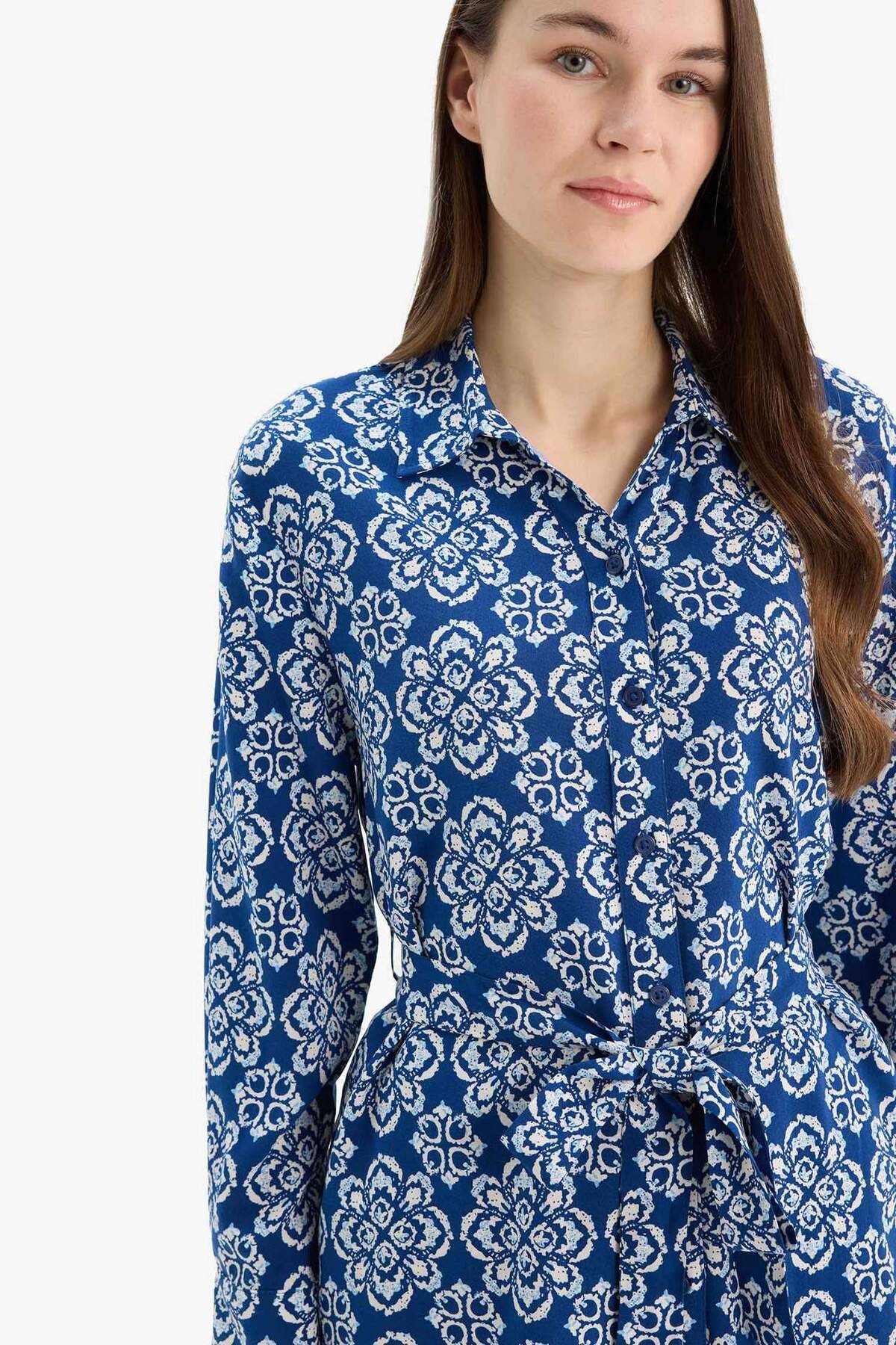 DeFacto-Relax Fit Patterned Viscose Long Sleeve Tunic D9753Ax25Sm 5