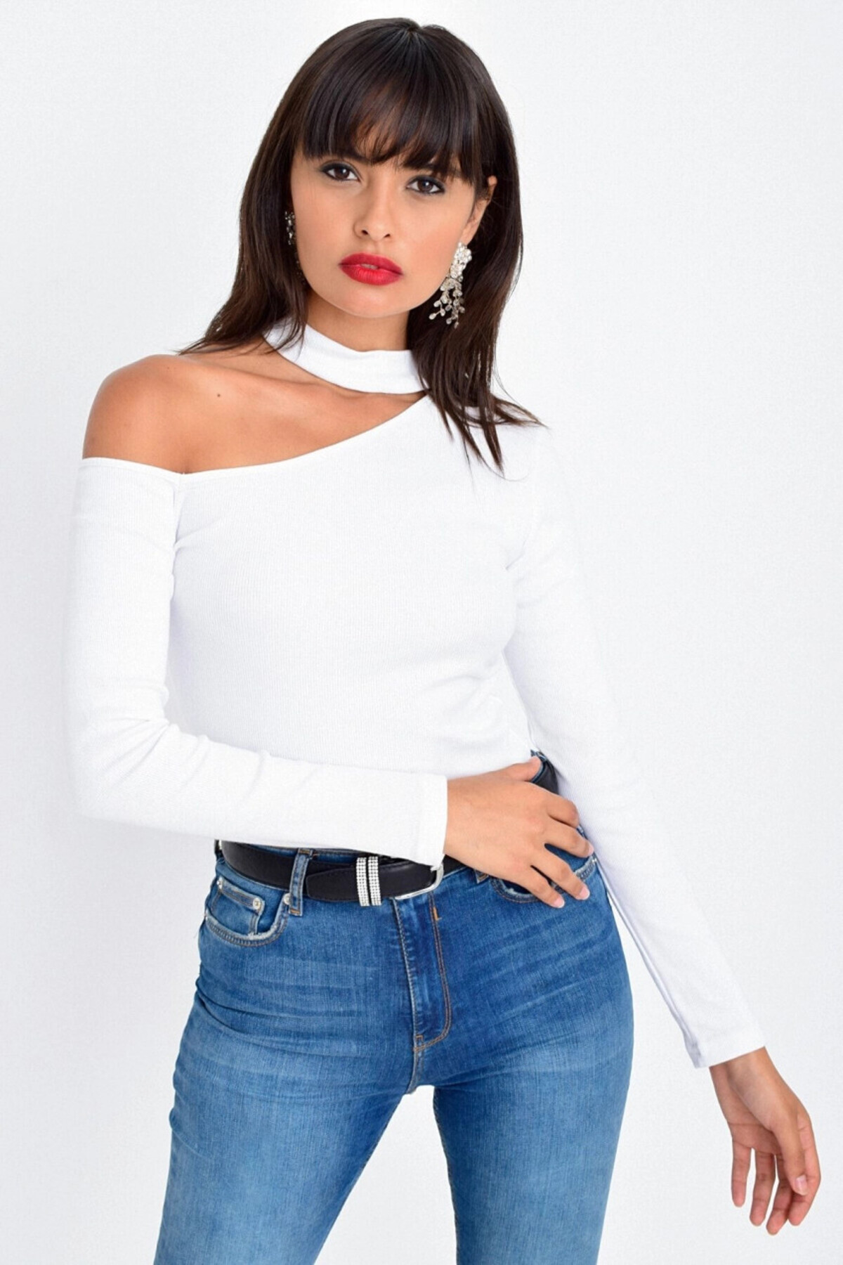 Cool & Sexy-Γυναικεία Λευκή Μπλούζα με έναν ώμο Camisole Cg53 4